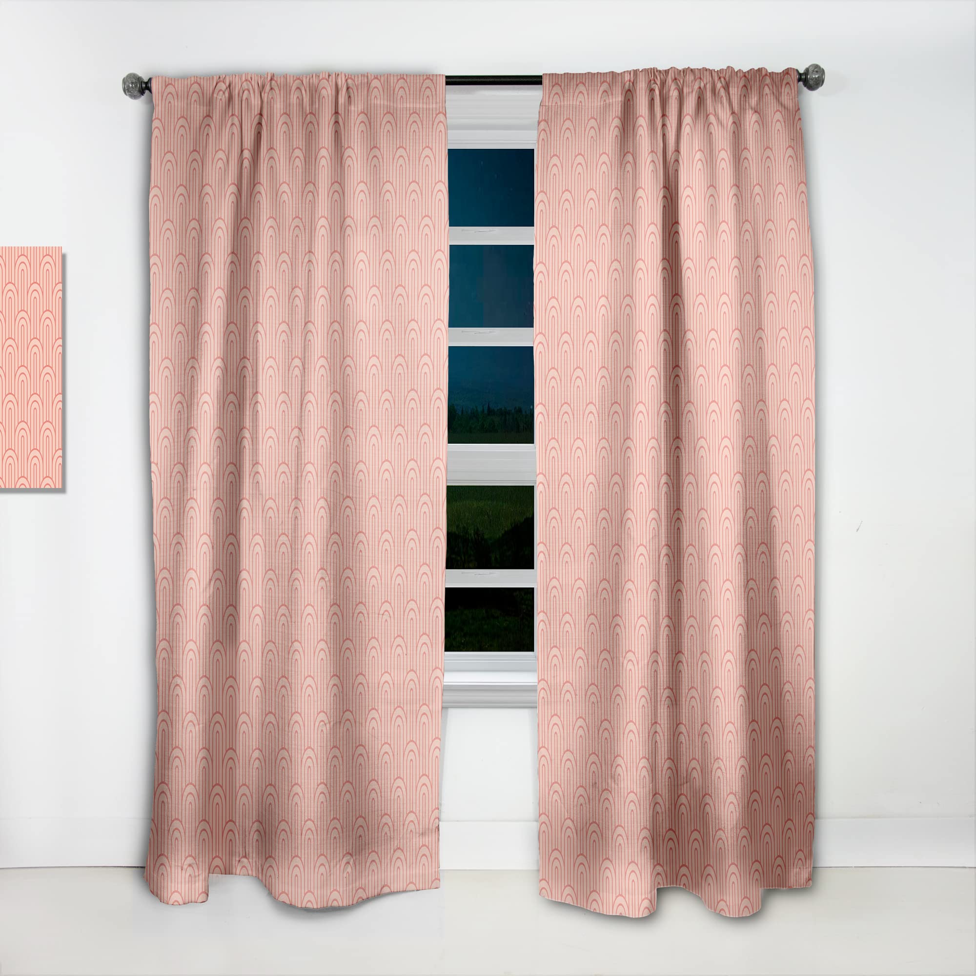 DesignQ Retro Art Deco Wave II Thermal Insulated Curtain Panel - 52x120 Inches - Blackout Drapes for Bedroom & Living Room - Perfect for Home Theater, Nursery & Noise Reduction