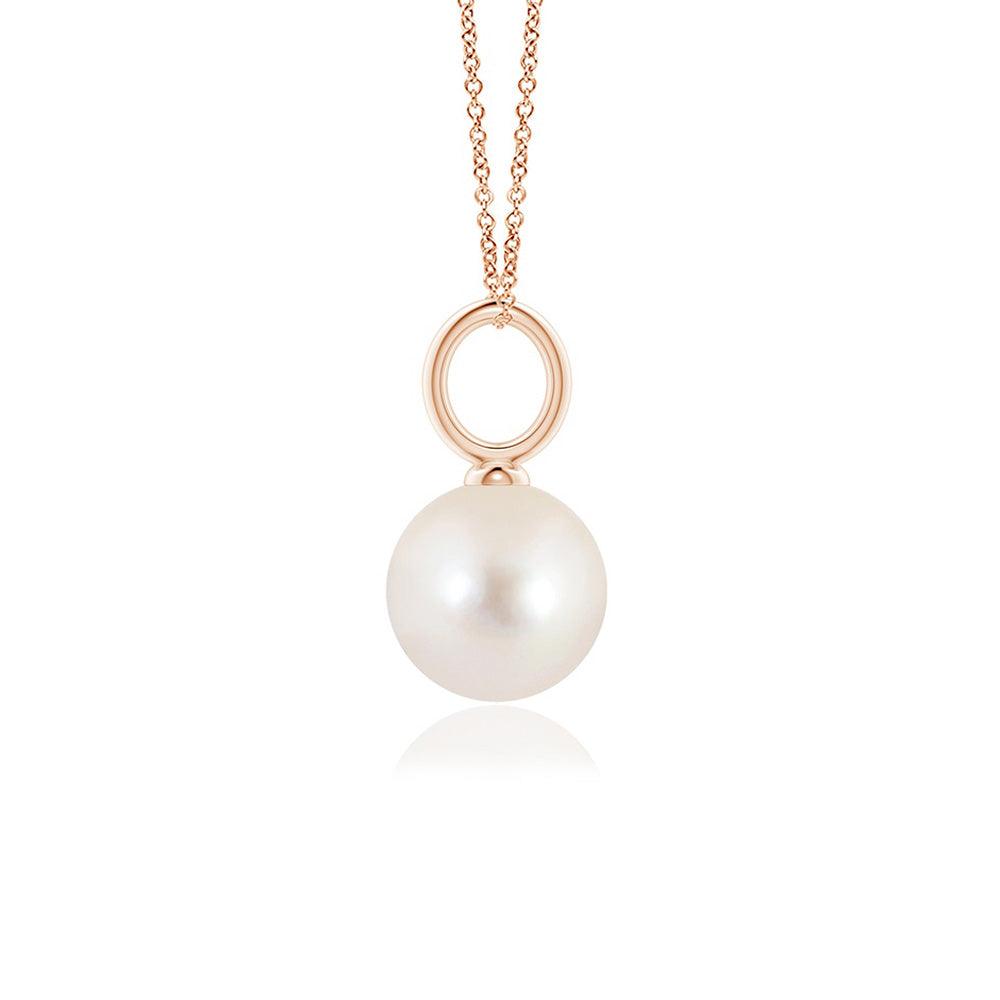 8mm Classic Freshwater Cultured Pearl Solitaire Pendant Necklace - Elegant Jewelry Gift for Women, Perfect for Weddings, Anniversaries & Special Occasions