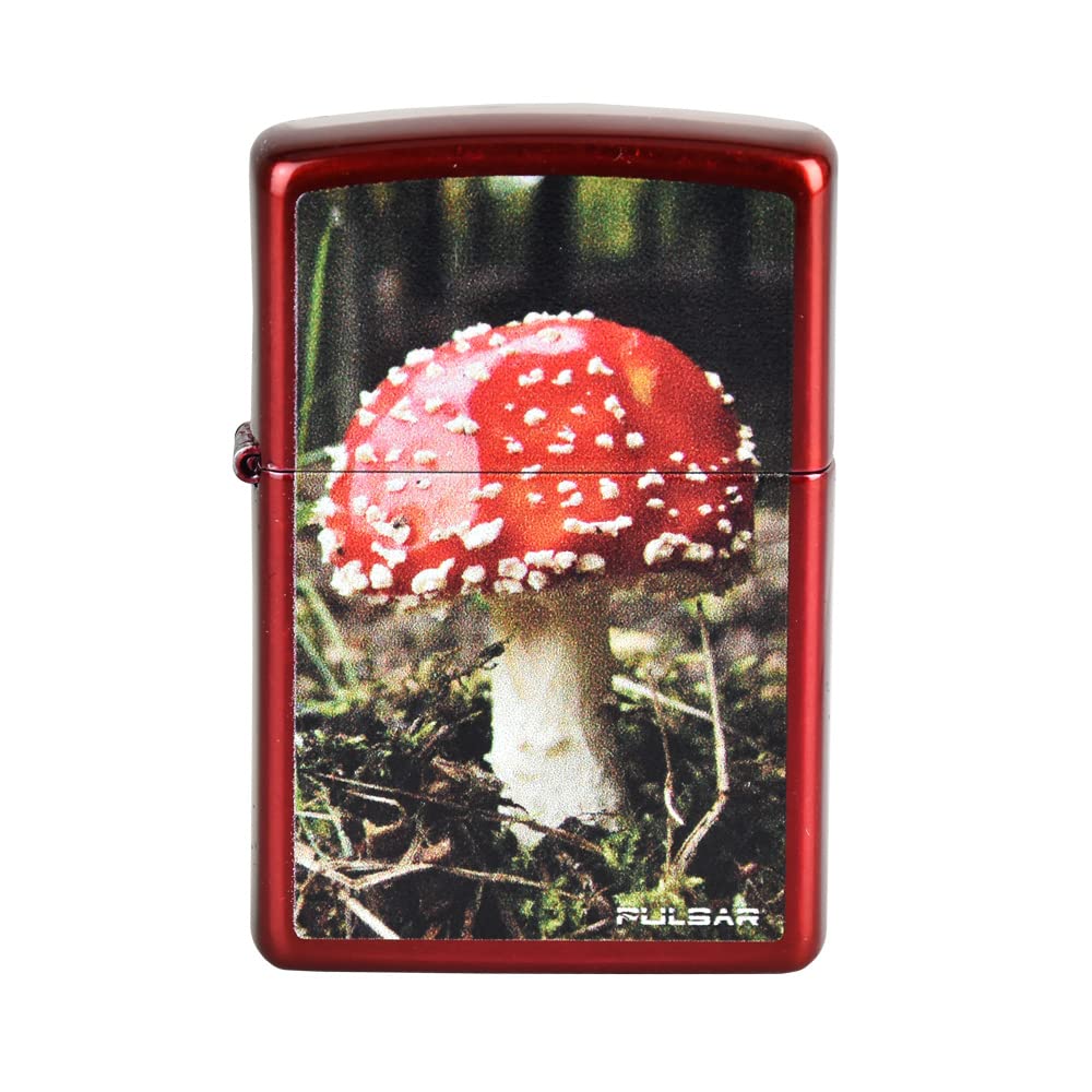 Zippo Lighter - Pulsar Red Mushroom Design in Candy Apple Red Finish | Windproof Refillable Metal Lighter for Camping, Hiking & Outdoor Adventures