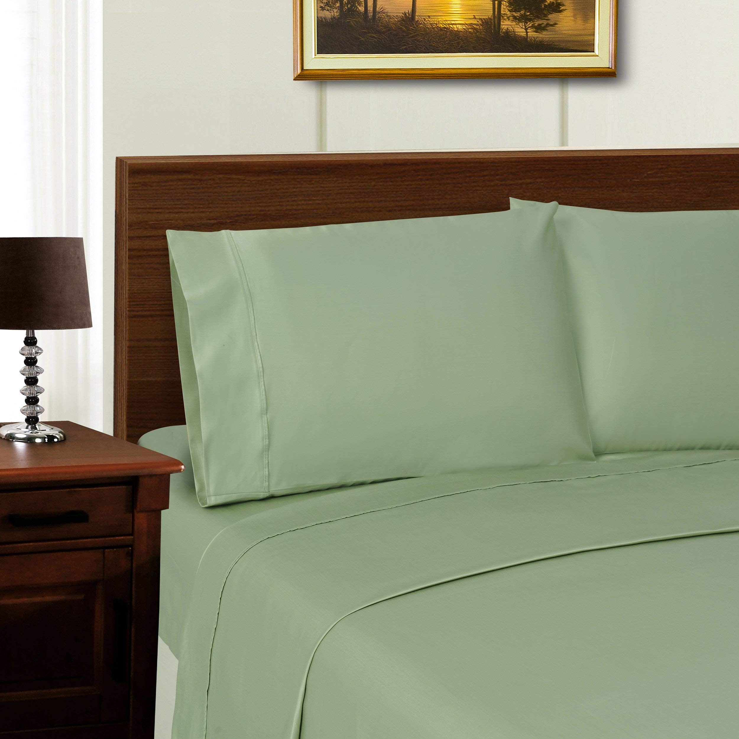 Premium 1000 Thread Count Tencel Bedding Sheet Set - Ultra Soft, Wrinkle Free, Twin Size in Sage Green - Perfect for Luxury Bedrooms & Guest Rooms