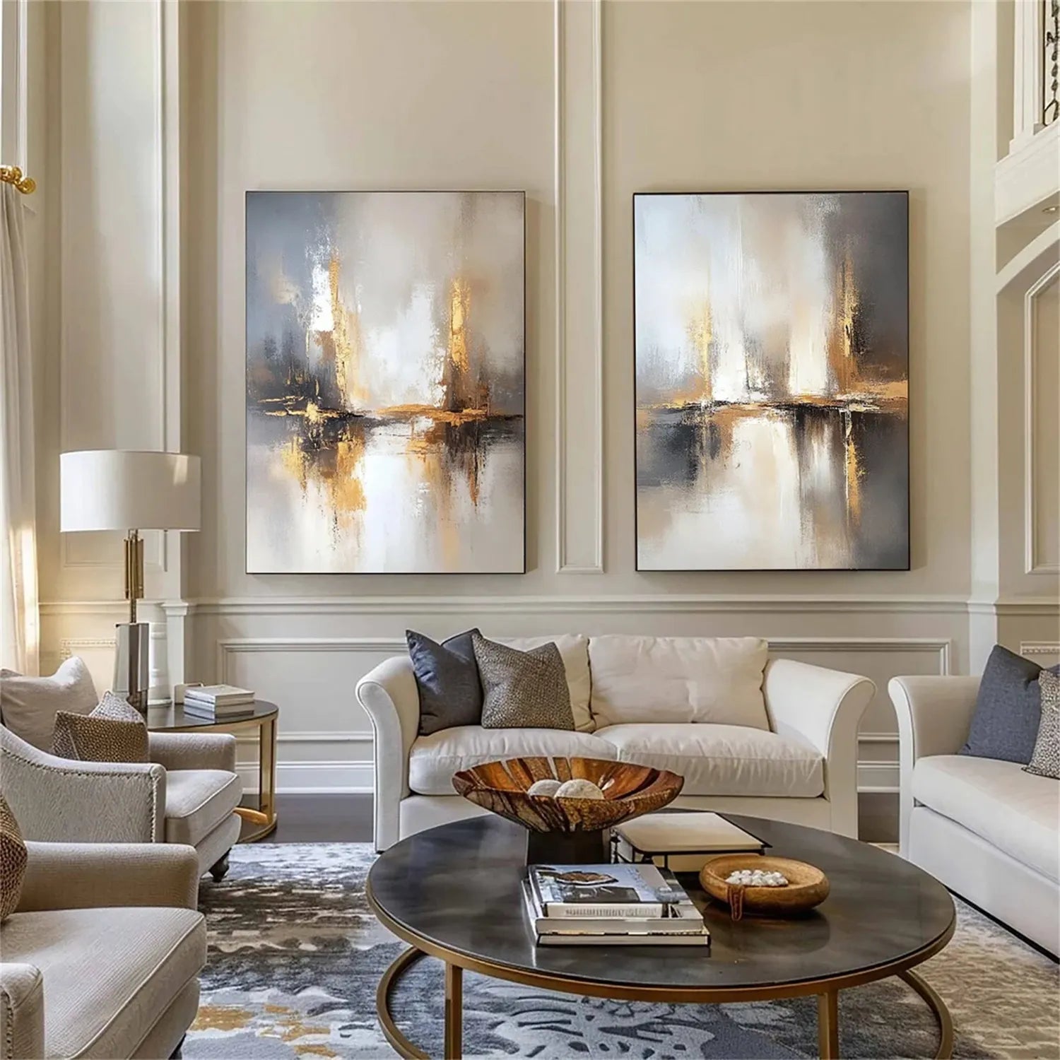Abstract Painting Set of 2 - Modern Wall Art for Living Room & Bedroom Decor - #AB247 - Perfect for Home & Office Interior Design