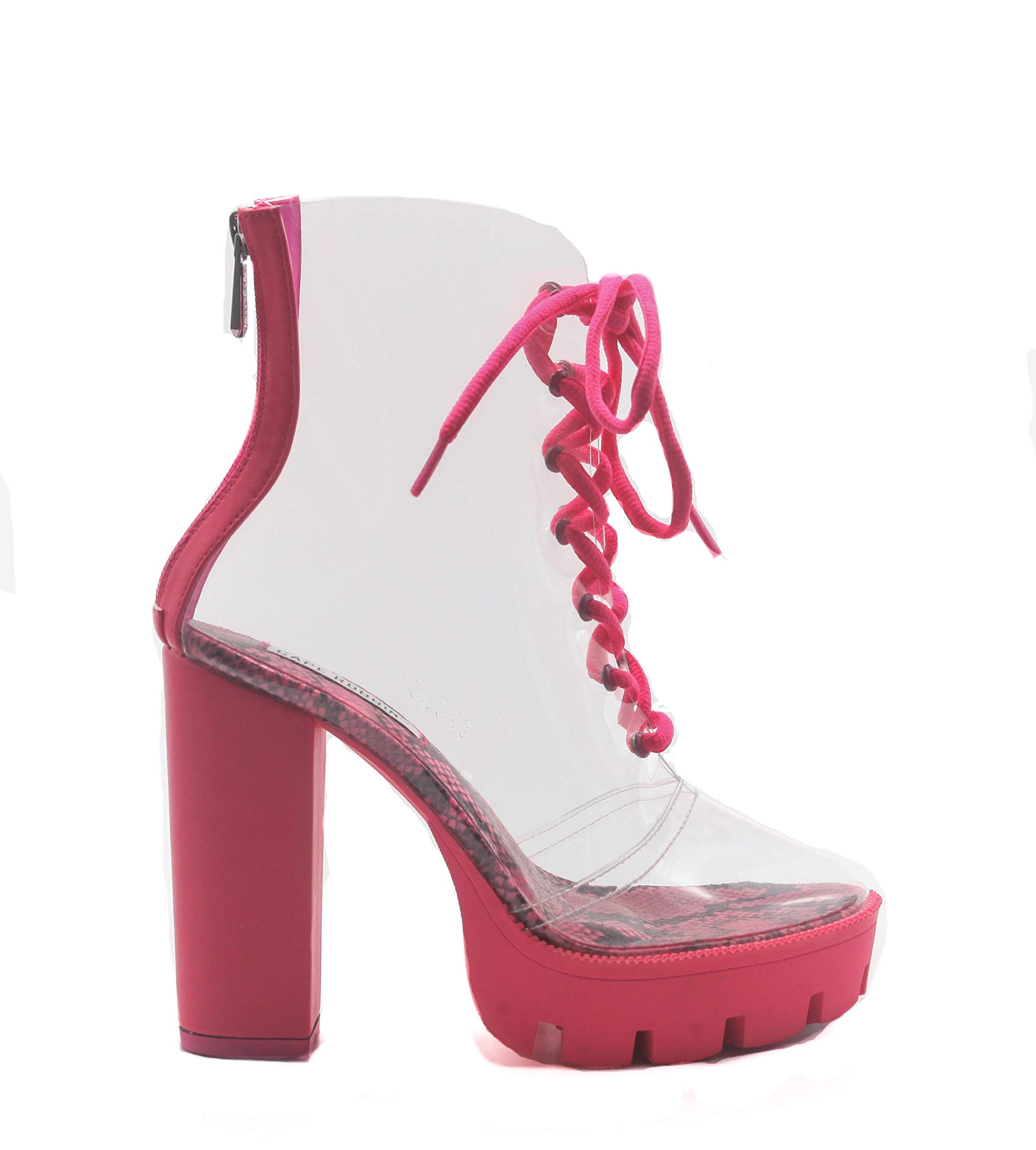 Cape Robbin Women's Brooklyn Clear Platform Ankle Boots with Chunky Block Heels - Stylish Comfort for Casual Outings, Parties & Everyday Wear