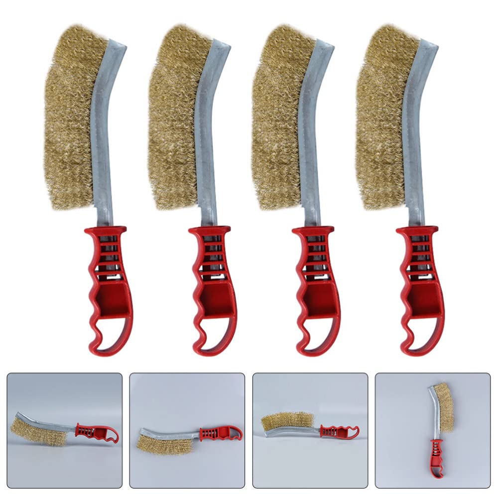 HEMOTON 4-Pack Heavy Duty Stainless Steel Grill Brush Set - Professional BBQ Scrubber for Outdoor Grills, Griddles & Smokers - Reusable Wire Cleaning Tool for Charcoal & Gas Grills - Perfect for Backyard BBQs, Camping & Tailgating