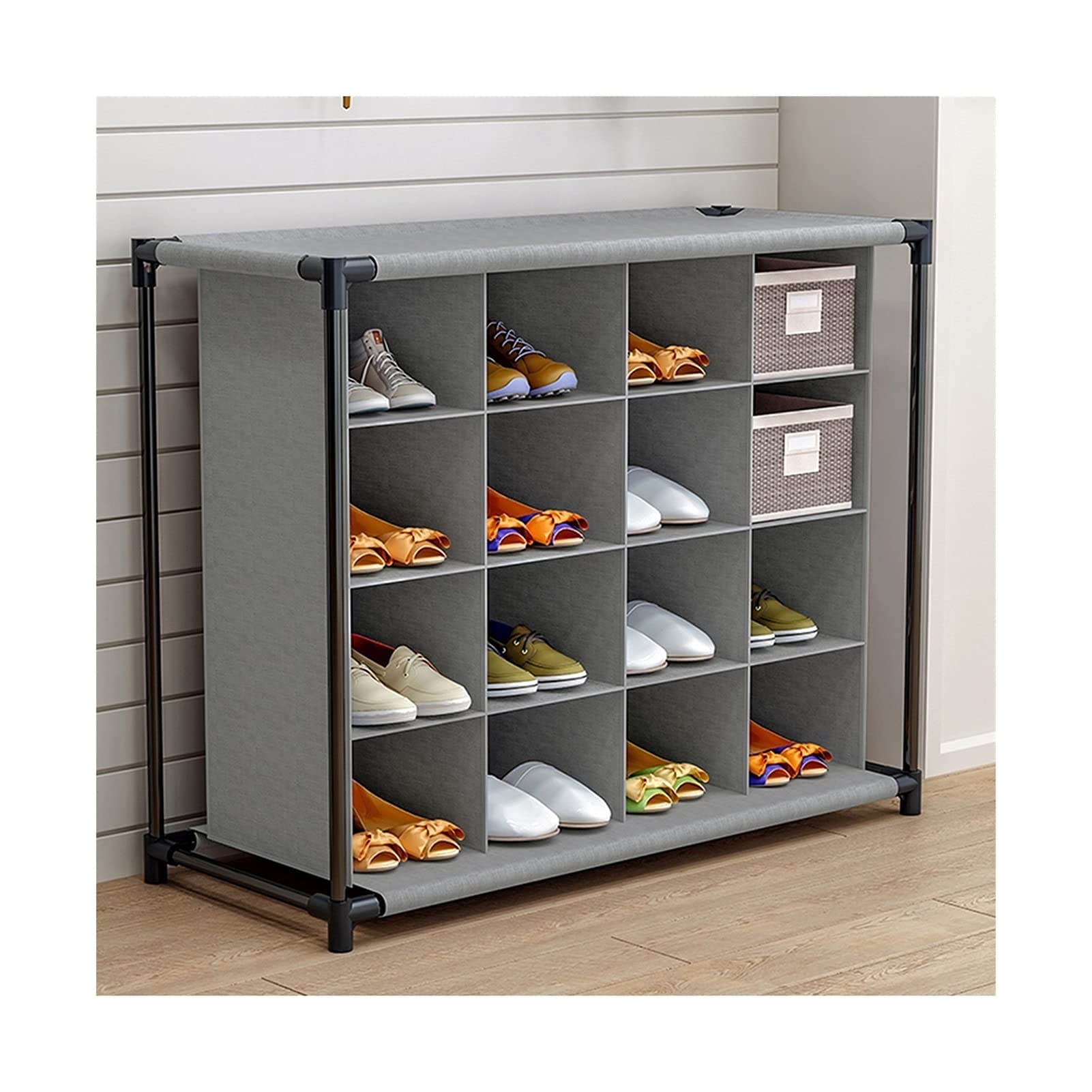 NMDCDH Large Capacity Shoe Rack Organizer - 12-Tier Nonwoven Fabric Shoe Storage Cabinet for Entryway, Hallway, Closet | Space-Saving Shoe Shelf Tower for Sneakers, Boots & Sandals | Perfect for Small Apartments & Dorm Rooms