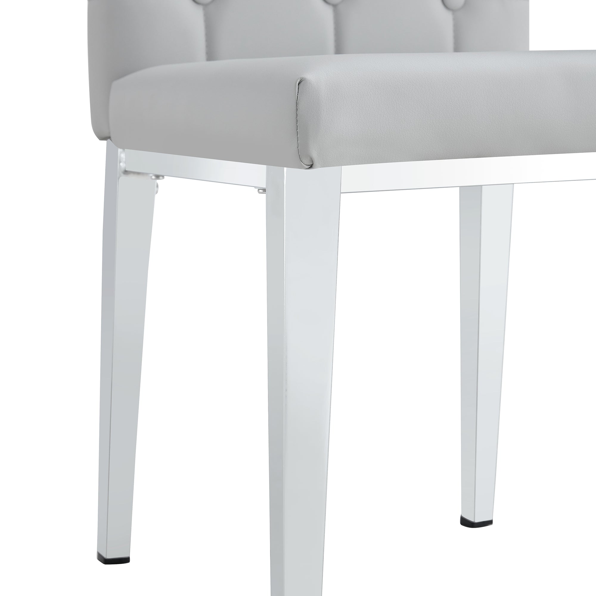 Modern 2-Piece Dining Chairs Set - Light Gray Fabric with Classic Checkered Buckle Design for Kitchen, Dining Room & Conference Room | Comfortable Seating for Home & Office Use