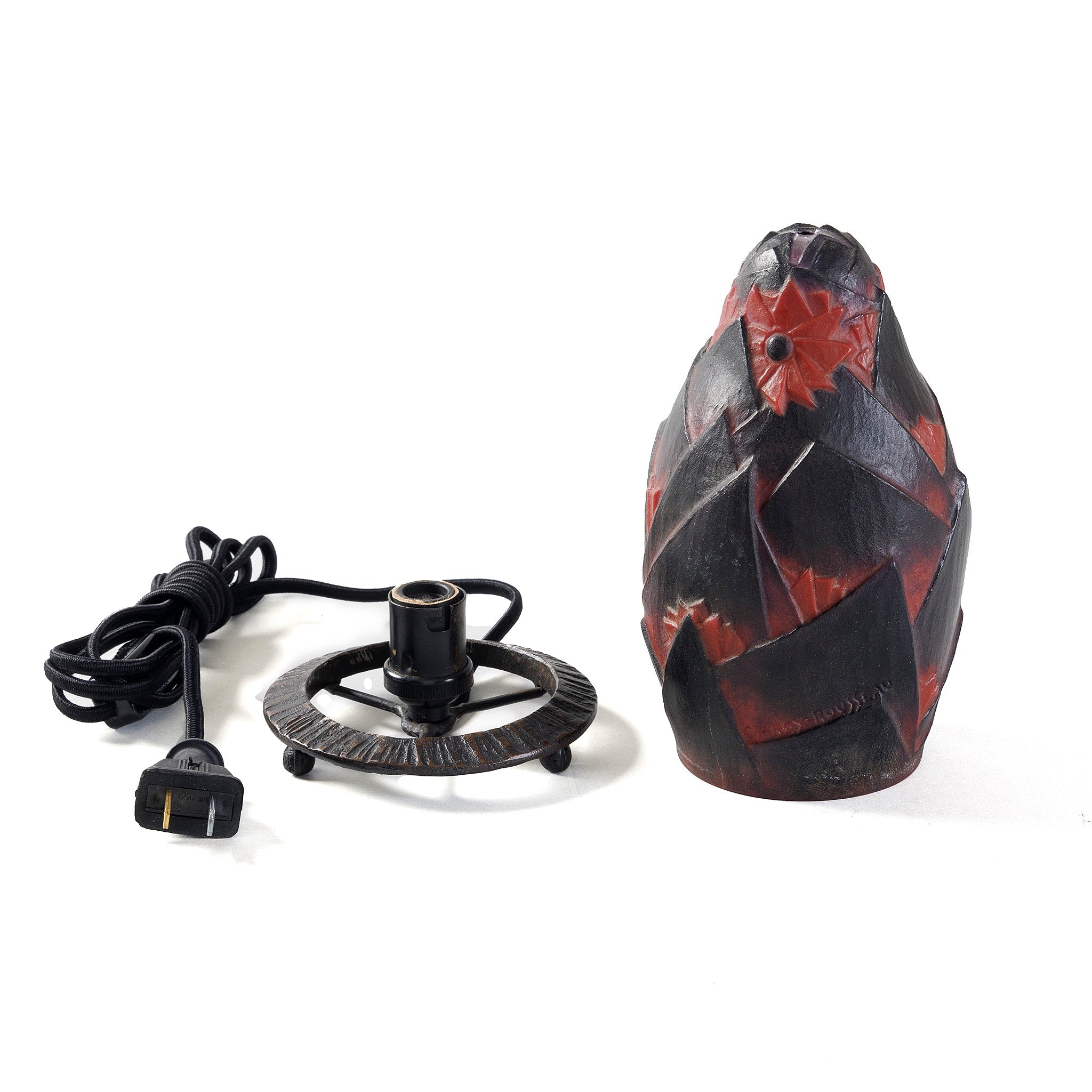 Gabriel Argy Rousseau Pâte de Verre Modern Foliage Night Light - Elegant Glass Art Decor for Bedroom, Living Room & Nursery
