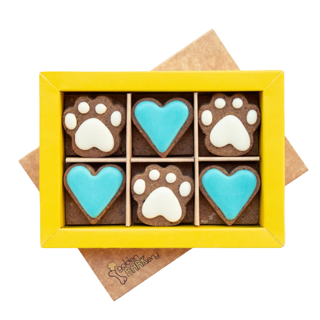 Golden Barkery Paw & Heart PupBiscuit Dog Treats - 12 All-Natural Dog Biscuits in Gift Box - Perfect for Training, Rewards & Special Occasions