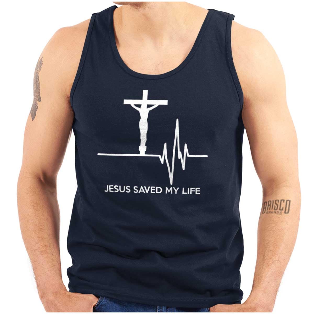 Christian Strong Jesus Saved My Life Crucifix Graphic T-Shirt for Men & Women - Faith Inspired Casual Wear for Church, Bible Study & Everyday Inspiration