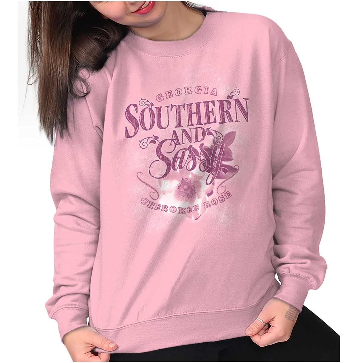 Georgia Belle Southern & Sassy Women's Crewneck Sweatshirt | Comfortable Cotton Pullover for Casual Wear, Southern Style Fashion | Perfect for Everyday Outfits, Weekend Errands & Fall Layering