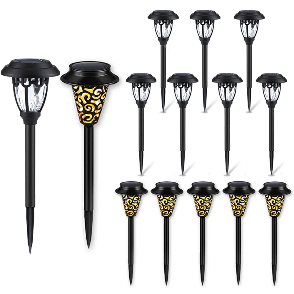 6 Pack Solar Path Lights & 8 Solar Pathway Lights - Outdoor Waterproof Solar Garden Lights for Yard, Patio, Walkway, Driveway - Perfect for Landscape Lighting and Nighttime Safety