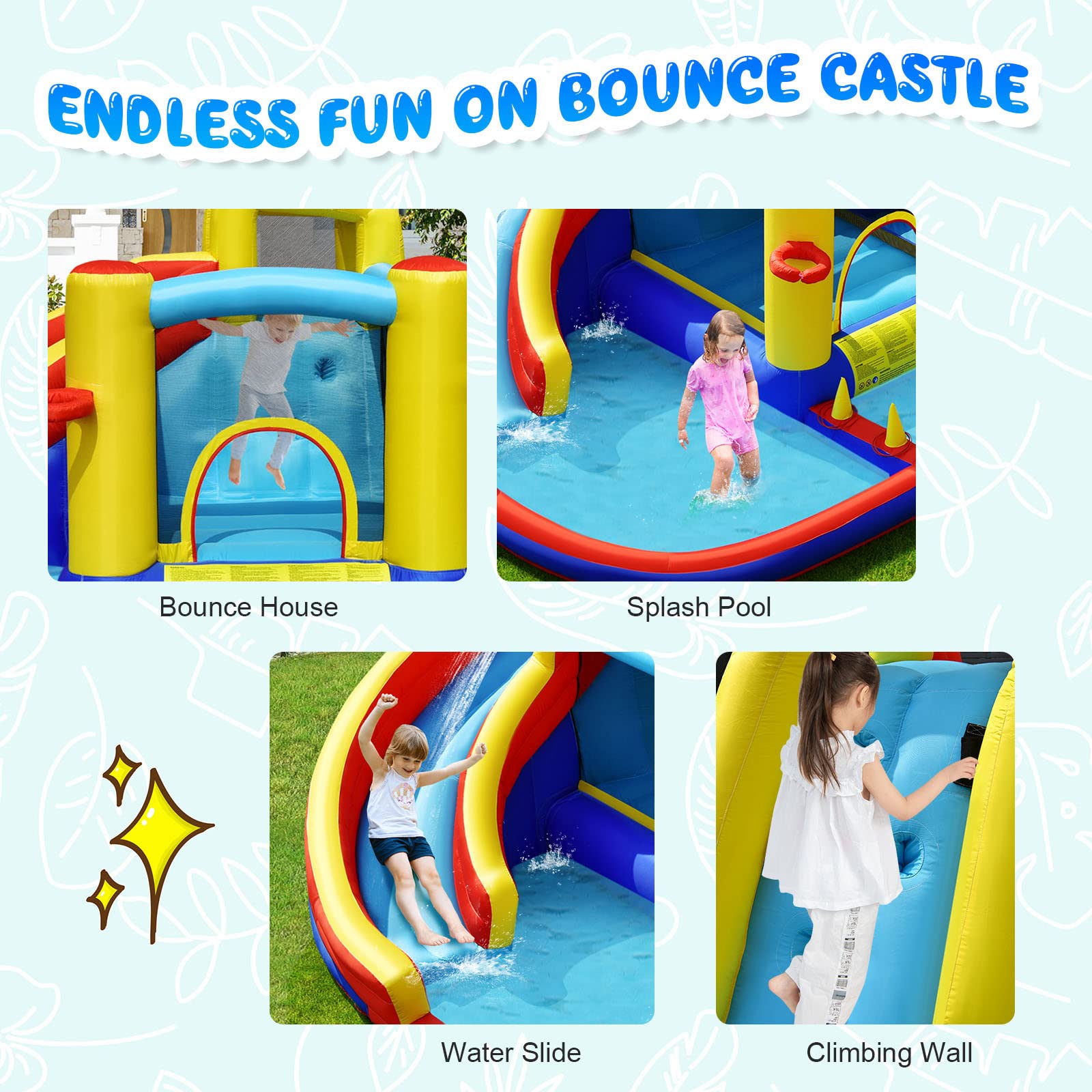 **HONEY JOY 7-in-1 Inflatable Water Slide & Bounce House for Kids & Adults - Giant Blow Up Water Park with Splash Pool, Outdoor Backyard Fun (Blower Not Included) - Perfect for Summer Parties, Birthdays, and Family Gatherings**