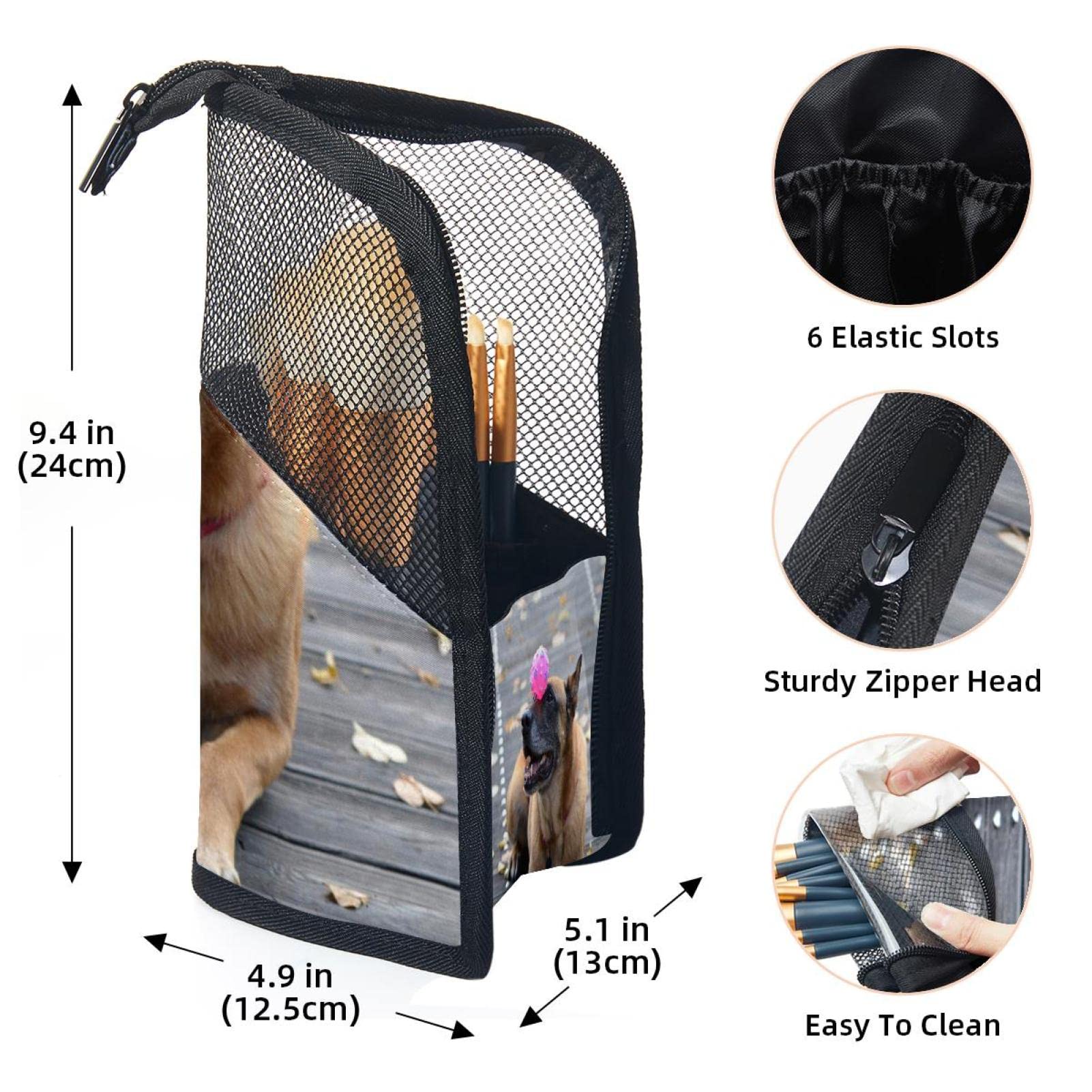 12-Piece Makeup Brush Organizer Bag with Portable Holder Case - Autumn Brown Dog Ball Design for Travel & Home Storage | Perfect Cosmetic Brush Set for Professional Artists & Beginners