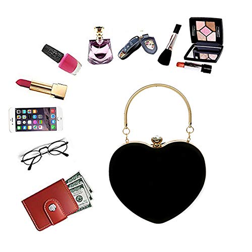 Heart-Shaped Evening Clutch Bag for Women - Elegant Party Purse with Chain Strap for Shoulder or Hand Carry - Perfect for Weddings, Prom, Cocktail Parties & Special Occasions