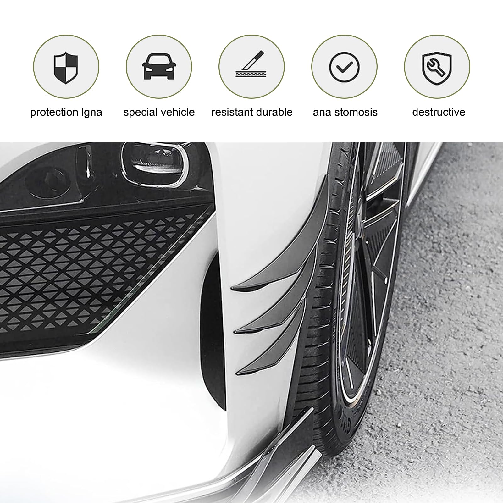 6 PCS Universal Car Front Bumper Lip Splitter Kit - Glossy Black Soft Rubber Spoiler & Anti-Collision Protection - Perfect for Sports Cars, Sedans & Tuner Vehicles - Enhances Style & Protects Bumper from Scratches
