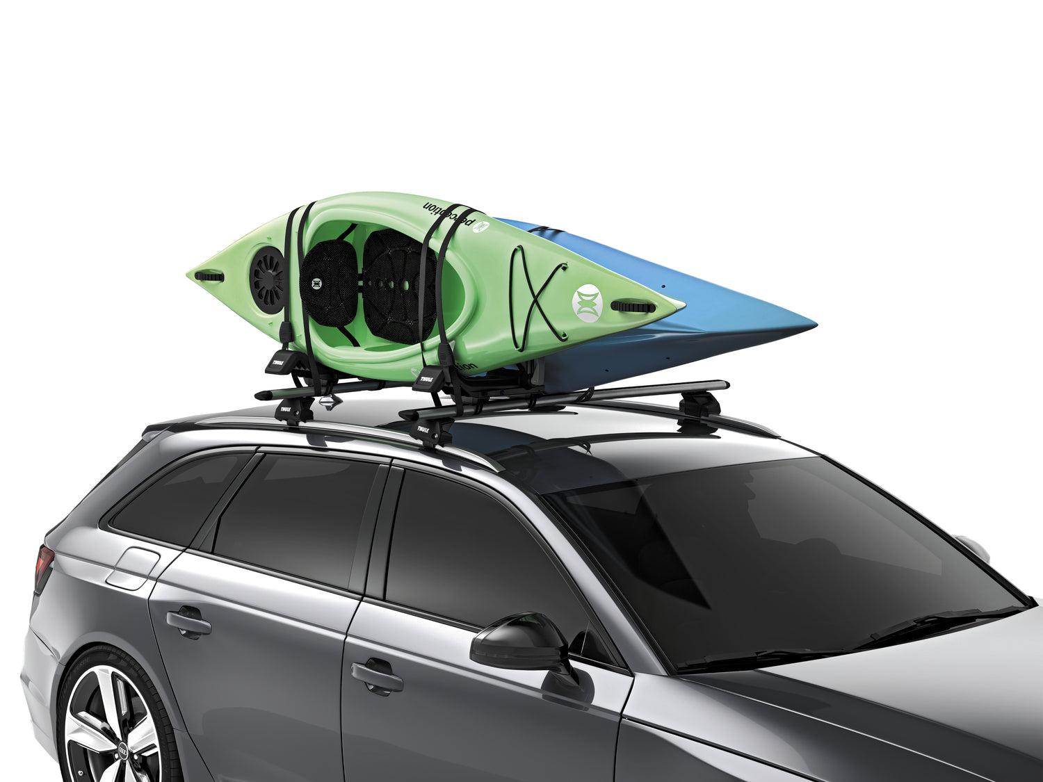 Thule Hull-a-Port XTR Kayak Roof Rack Carrier - Secure & Easy Loading for Kayaks, Canoes, and SUPs - Perfect for Road Trips, Camping, and Water Sports Adventures