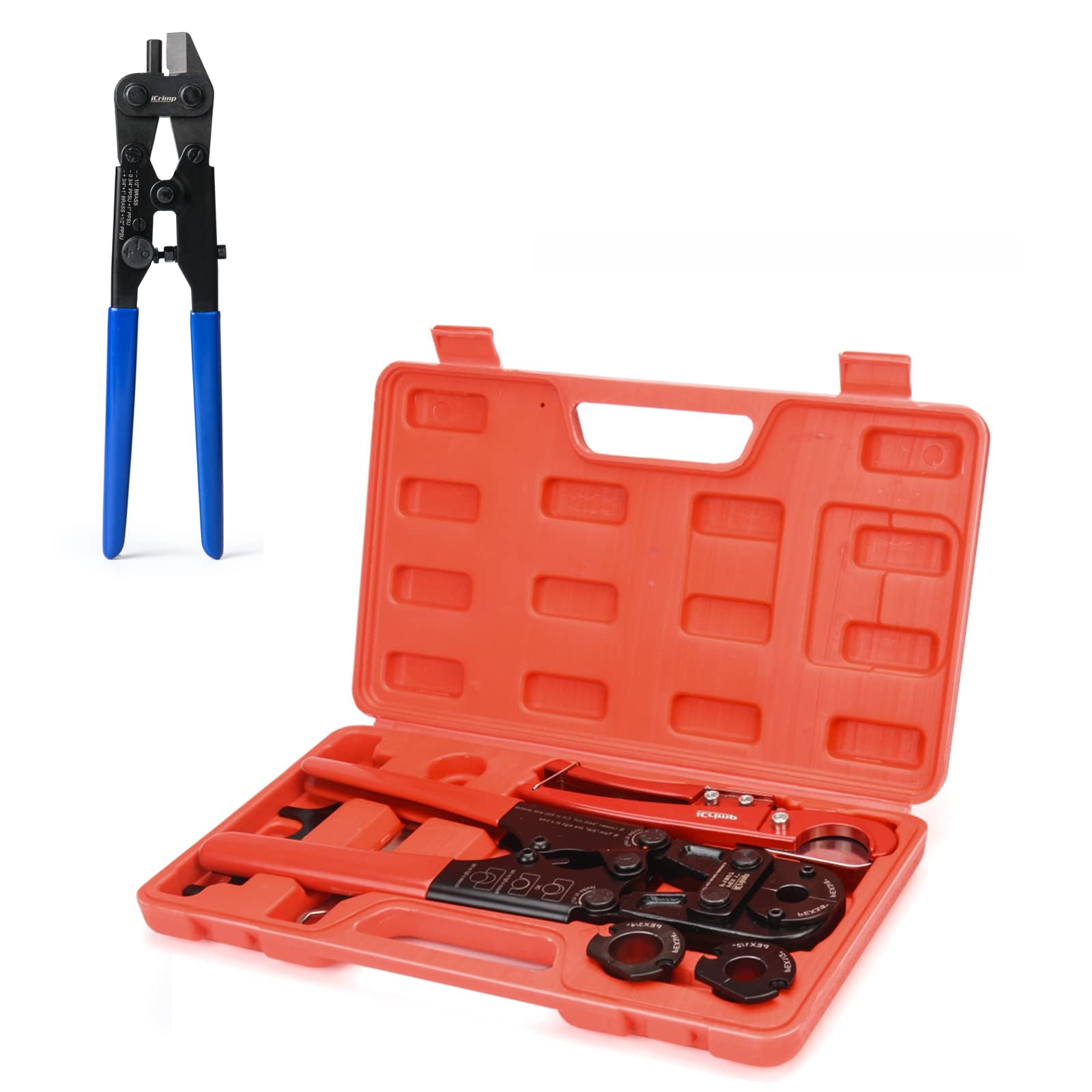 Premium iCrimp PEX Copper Ring Crimp Tool Kit with Crimp Ring Cutter - Professional Plumbing Tool Set for PEX Pipe Installation, Repair & DIY Projects - Perfect for Home Renovation, Water Supply Systems & HVAC Work