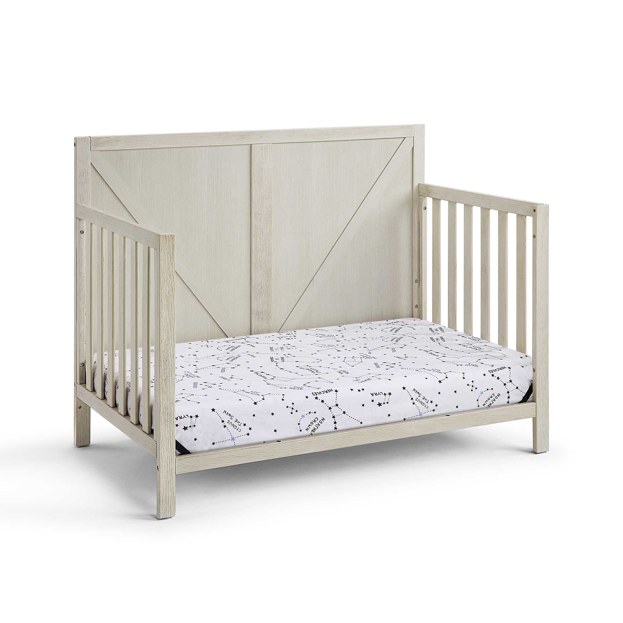 HomVent 4-in-1 Convertible Baby Crib to Toddler Bed, Daybed & Full Size Bed - Rustic Farmhouse Style Nursery Furniture with 3 Adjustable Mattress Heights (Grey) | Perfect for Newborns, Infants & Growing Kids in Modern Nursery Rooms