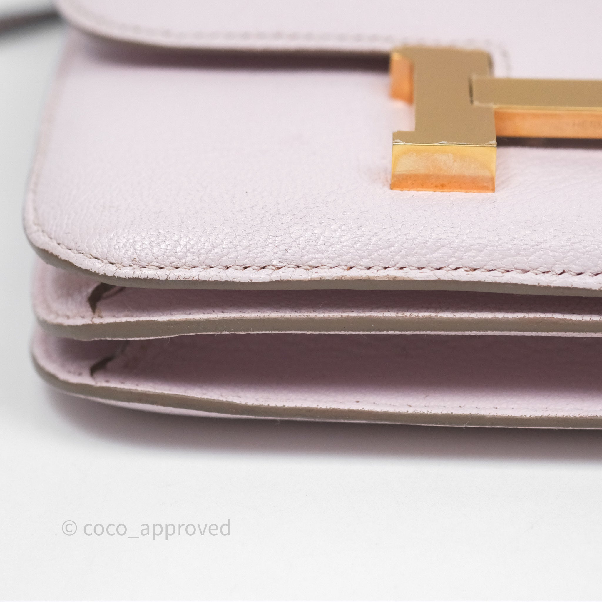 Hermès Constance Mini 18cm Bag in Mauve Pale Chevre Mysore Leather with Rose Gold Hardware - Luxury Crossbody Purse for Women, Perfect for Date Night & Special Occasions