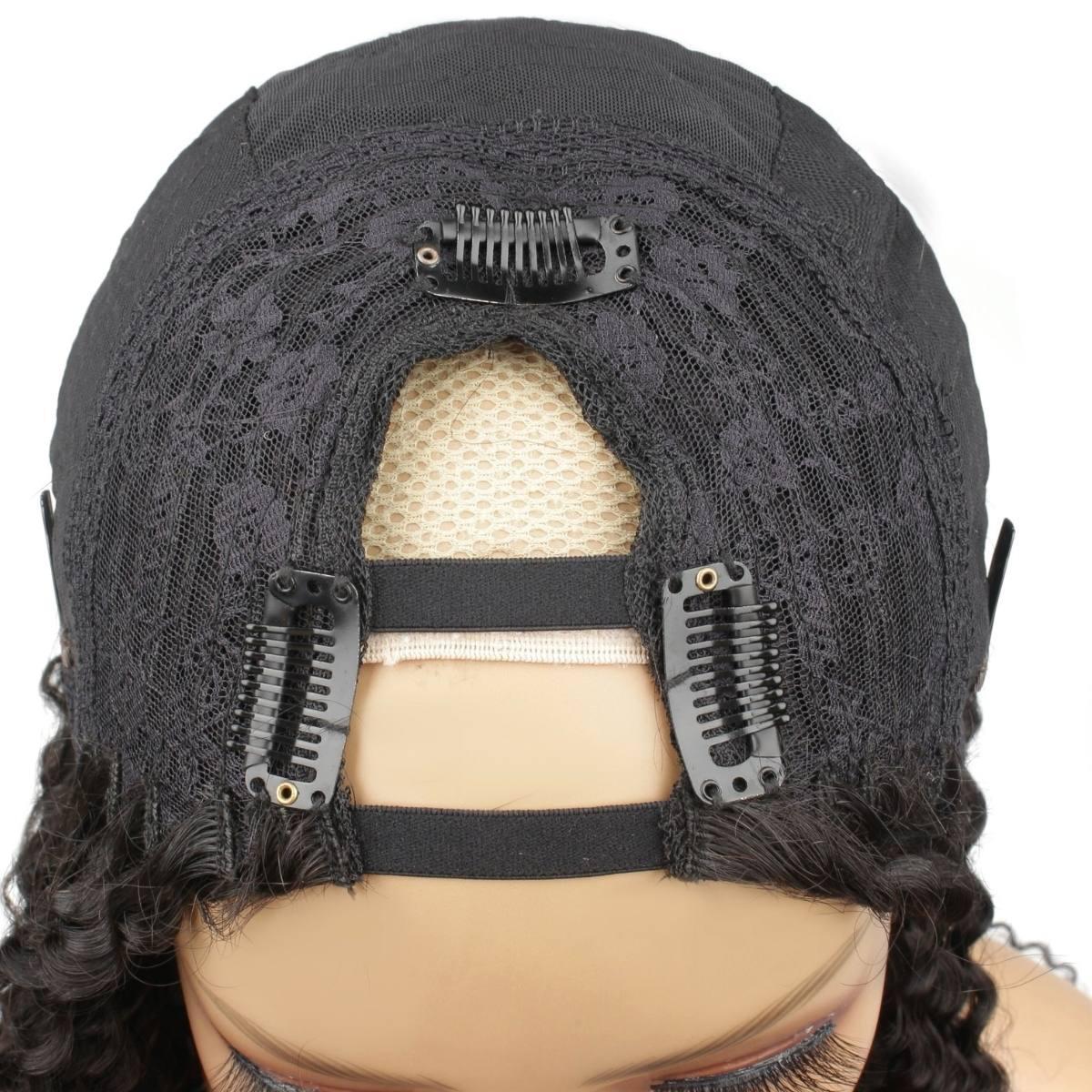 Jerry Curl V Part 100% Human Hair Wig - Natural Black Wavy Lace Front Wig for Women | Perfect for Daily Wear, Cosplay & Special Occasions