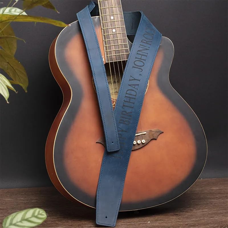 Custom Engraved Leather Guitar Strap - Personalized Name & Design 2.3