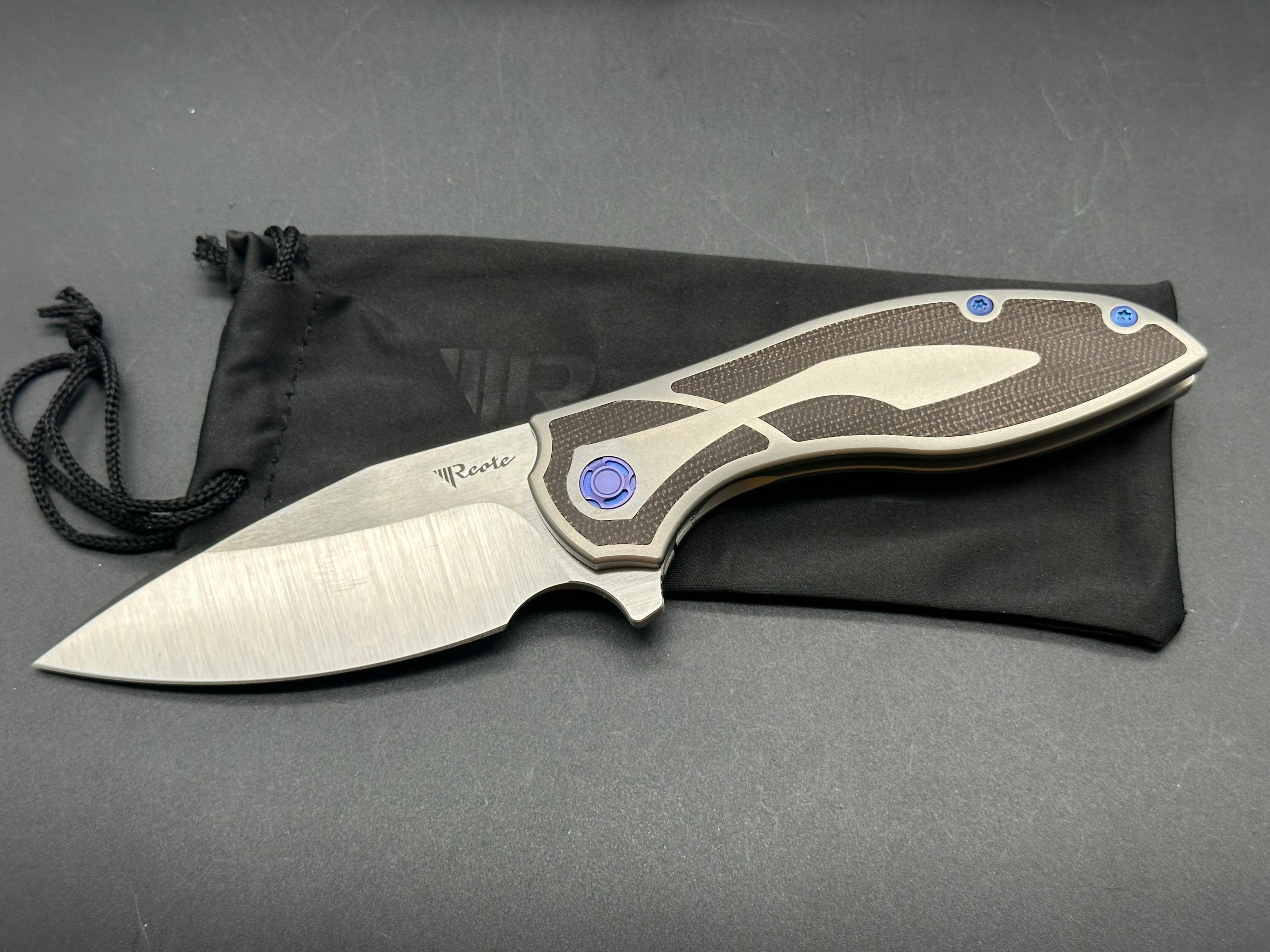 Reate Iron Frame Lock Flipper Knife - Premium Brown Micarta Handle - EDC Pocket Knife for Outdoor, Camping & Everyday Carry