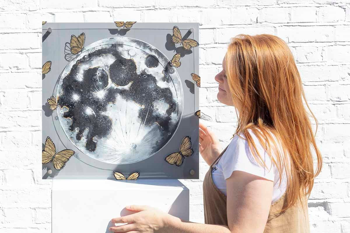 Original Full Moon Artwork - Handmade Wall Decor for Home, Office & Gift Giving - Perfect for Living Room, Bedroom & Wedding Presents