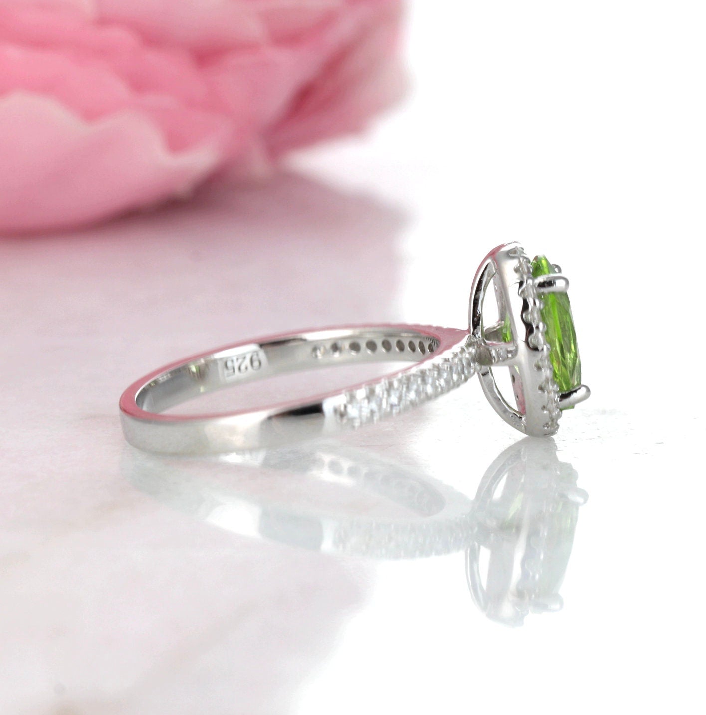 Peridot Sterling Silver Ring for Women - Elegant Iris Green Gemstone Jewelry for Everyday Wear & Special Occasions