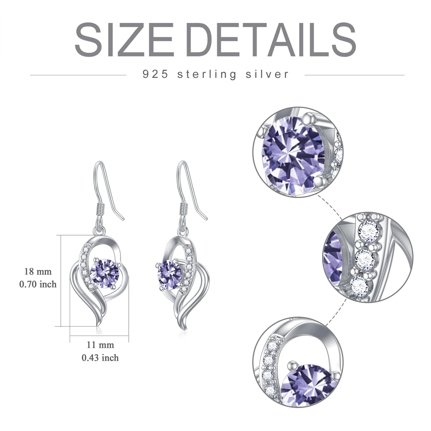 925 Sterling Silver Birthstone Dangle Earrings for Women | Elegant Fine Jewelry for Birthday, Anniversary & Special Occasions | Perfect Gift for Women & Girls | Everyday Wear, Parties & Formal Events