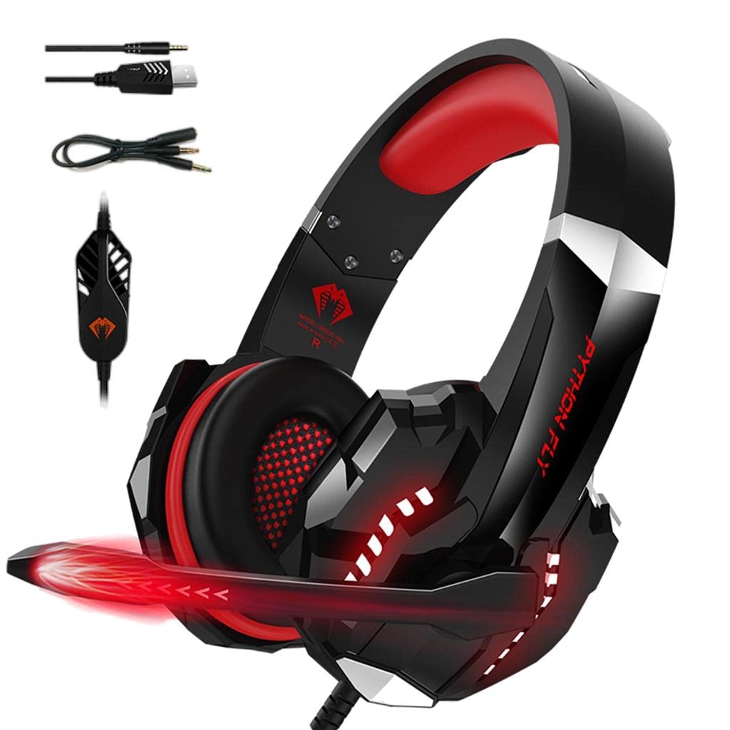 G9000PRO 3D Stereo Surround Sound Gaming Headset with Microphone - Noise Cancelling, Comfortable Ear Cushions for PC, PS5, Xbox (Red) - Perfect for FPS Games, Streaming & Online Meetings