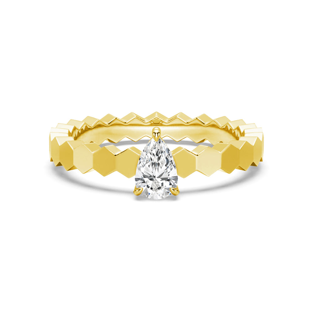 Lab Grown Diamond Promise Ring - Pear Shape, Geometric Design for Women | Perfect for Engagement, Anniversary & Valentine's Day Gifts