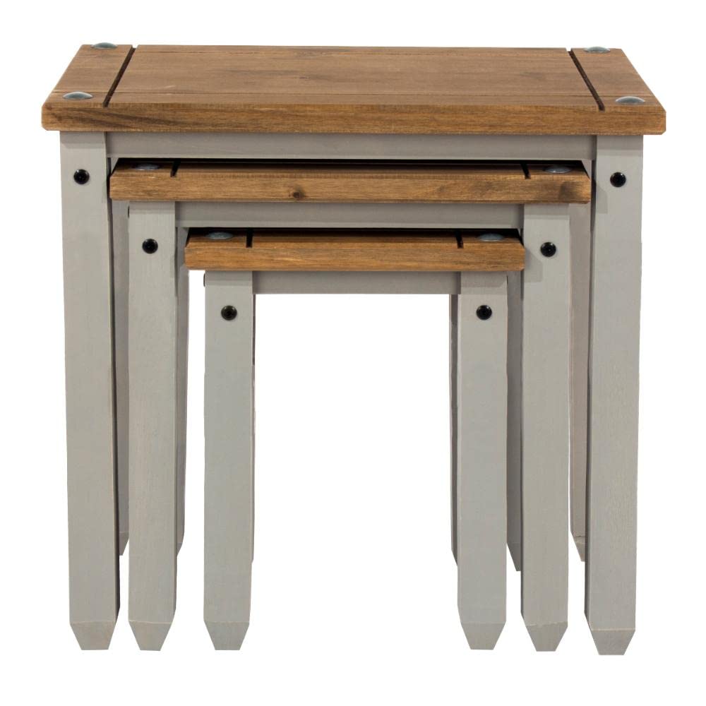 Modern Wood Nest of 3 Side Tables in Corona Gray - Perfect for Living Room, Bedroom & Small Space Decor