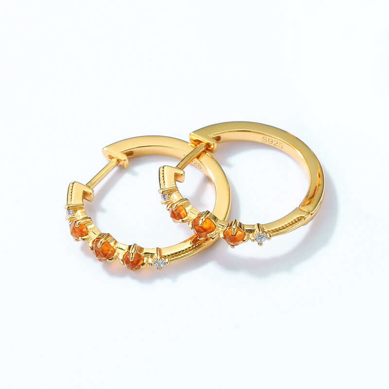 Stylish Orange Garnet Lucky Hoop Earrings for Women | Dainty Boho Jewelry | Perfect for Everyday Wear & Special Occasions | ER294