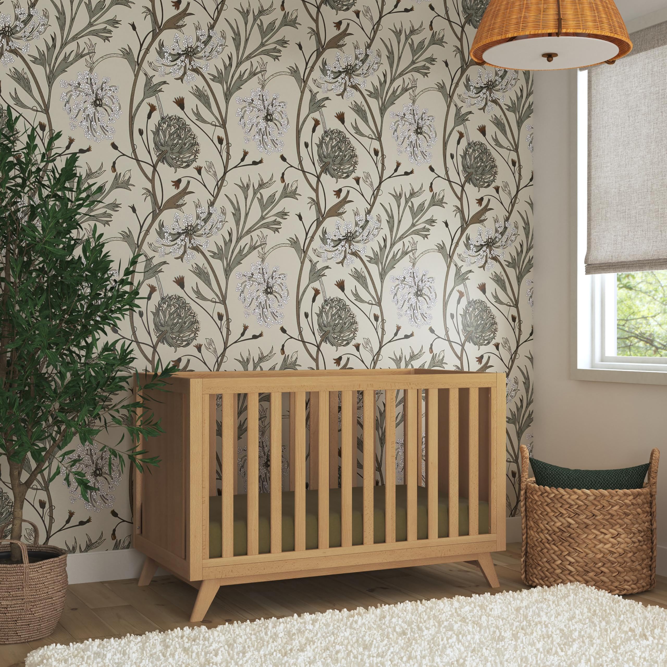 DaVinci Otto 3-in-1 Convertible Baby Crib in Honey Finish - Greenguard Gold Certified Safe & Non-Toxic - Nursery Furniture for Newborn to Toddler - Perfect for Modern Nursery & Bedroom Decor