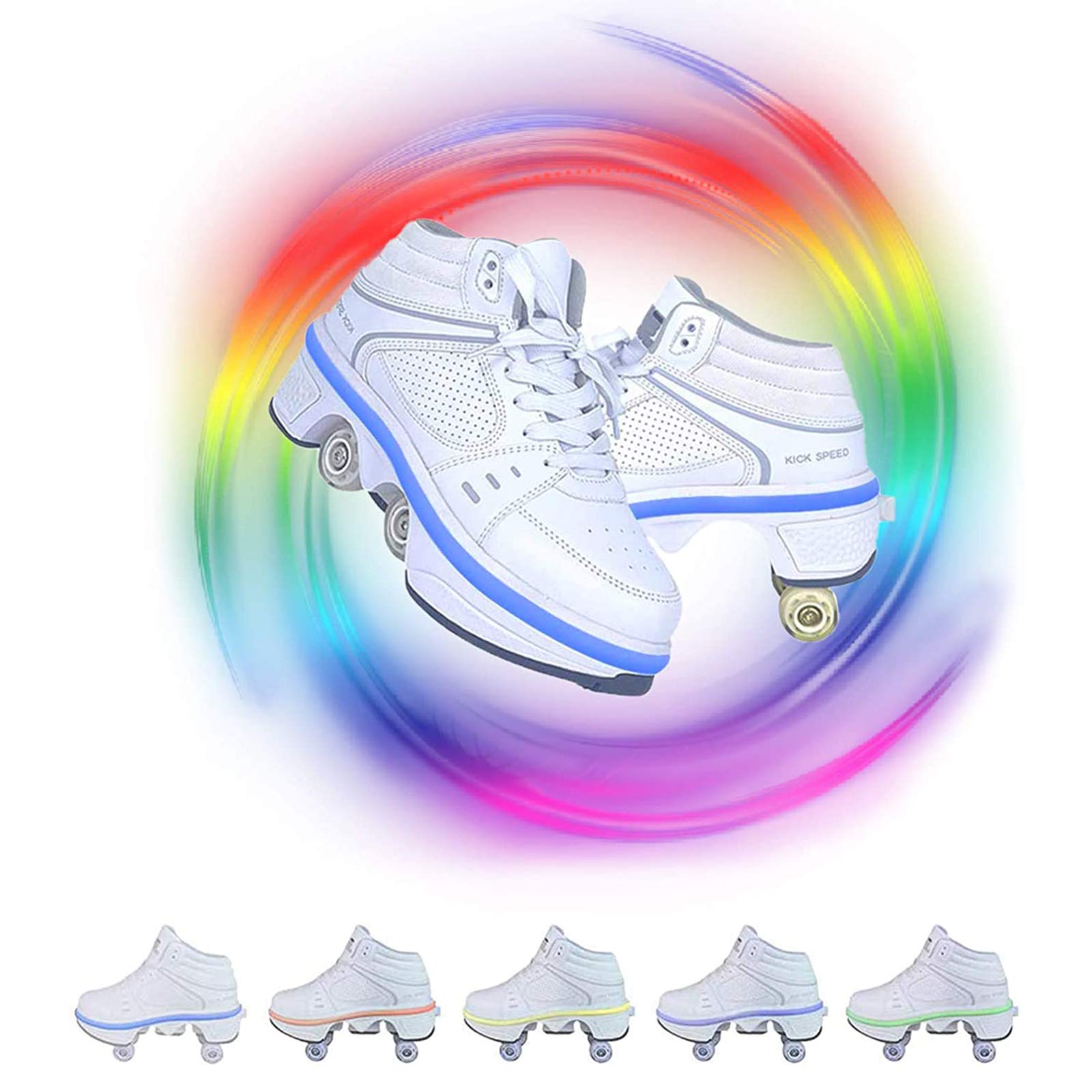 MLyzhe Roller Skate Shoes for Women, Men, Boys & Kids - Adjustable Deformation Wheel Sneakers for Beginners | Perfect for Outdoor Skating, Fitness & Unisex Gifts