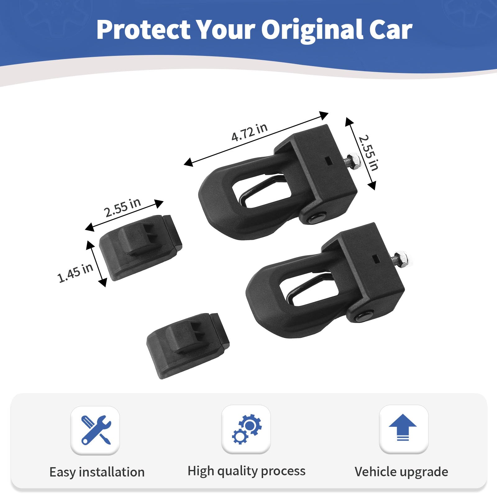 Jeep Wrangler JL JLU & Gladiator JT Hood Latches Kit (2018-2024) - OEM Style Black Hood Catches - 2pcs - Perfect for Off-Roading & Extreme Weather Protection