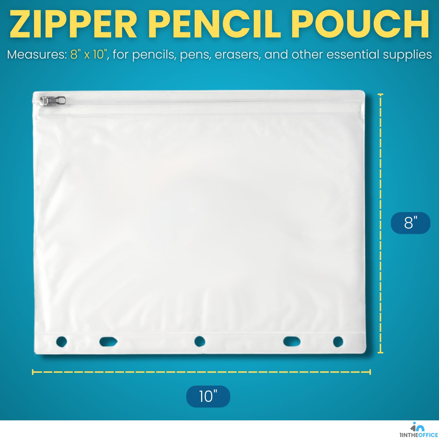 1InTheOffice Clear 3-Ring Binder Pencil Pouch with Zipper - 10