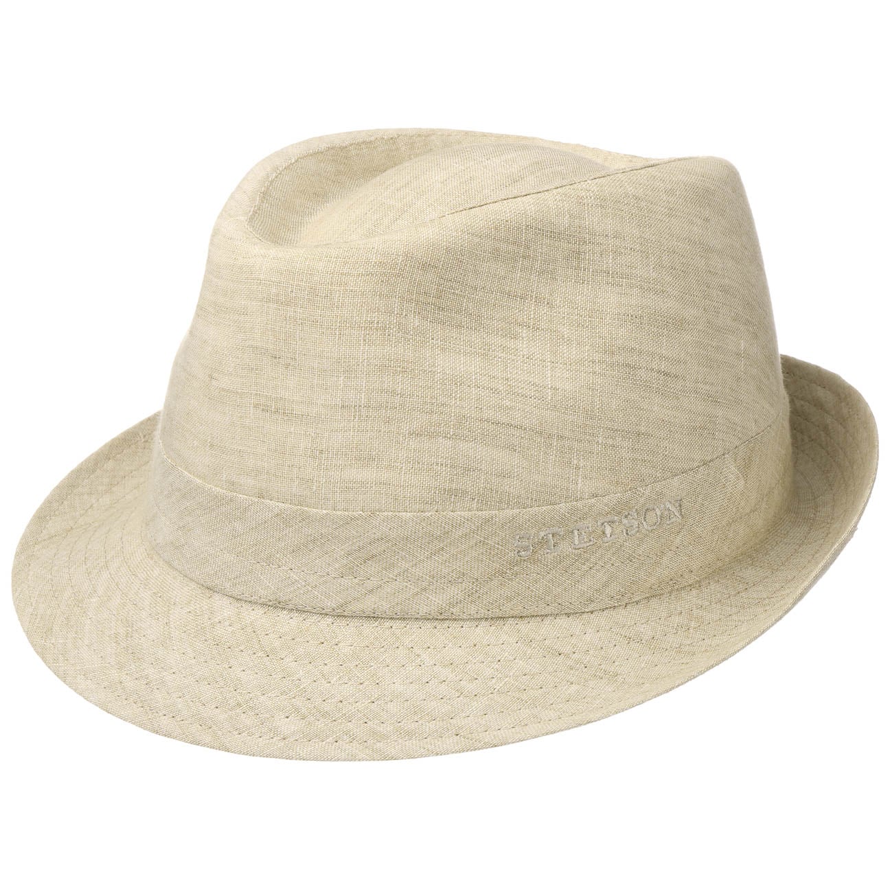 Stetson Geneva Linen Trilby Hat for Men - Classic Summer Fedora with Brim - Perfect for Outdoor Events, Weddings & Beach Vacations