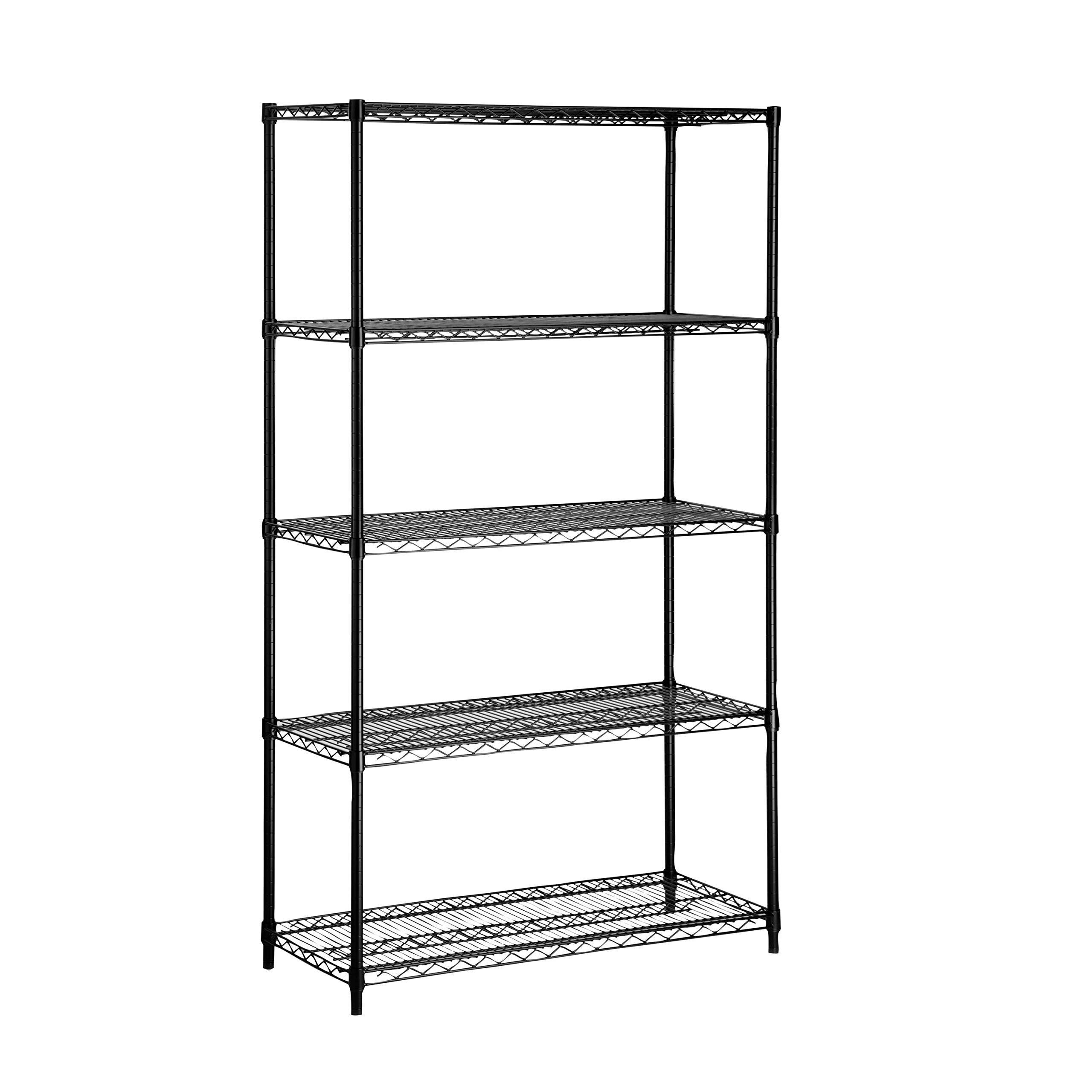 Honey-Can-Do SHF-01912 5-Tier Heavy Duty Shelving Unit - 350 lbs Capacity, Black Storage Rack for Garage, Pantry & Closet Organization