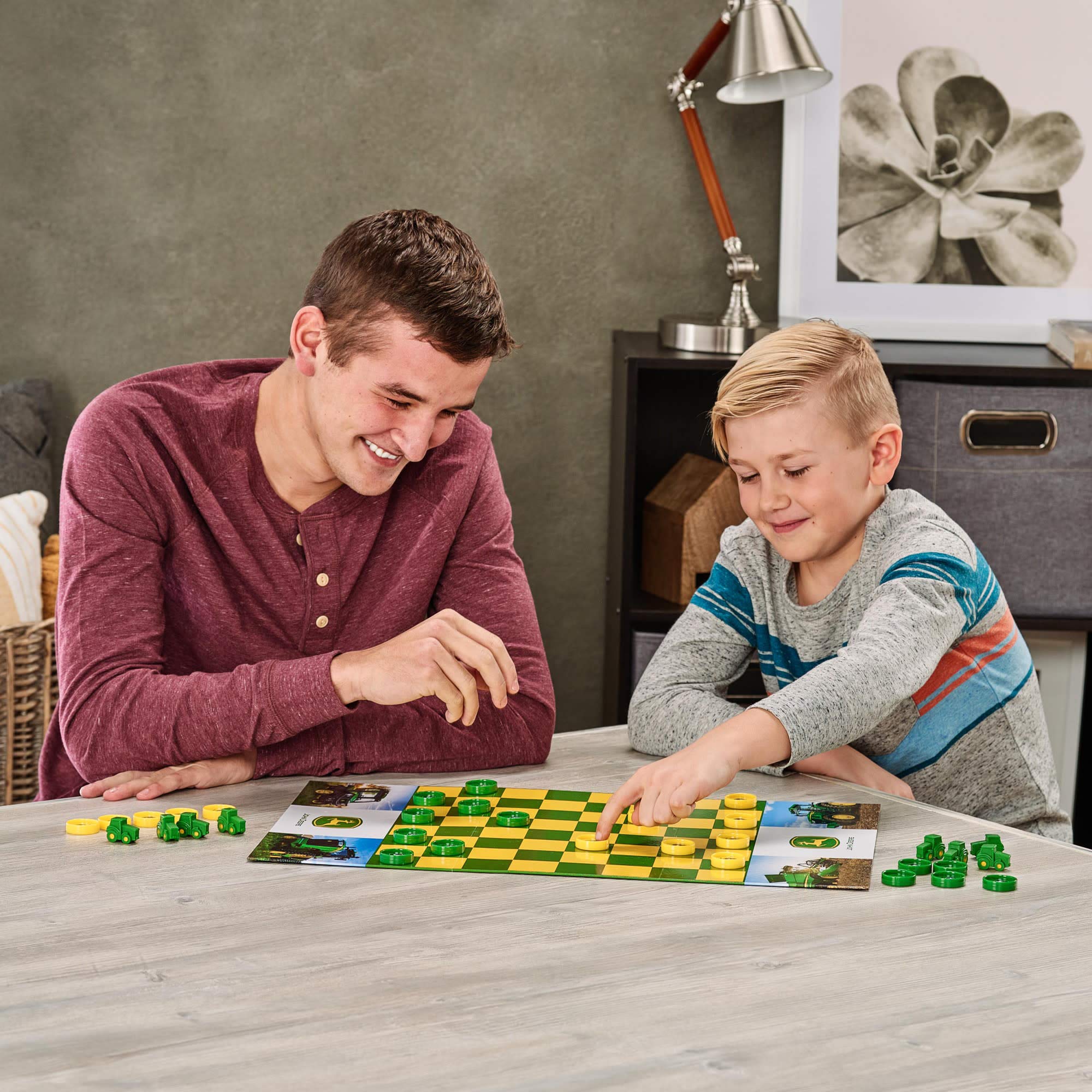 John Deere Checkers Game - Farm-Themed Board & Tractor Kings for Kids 6+ - Fun Family Strategy Game for Indoor Play