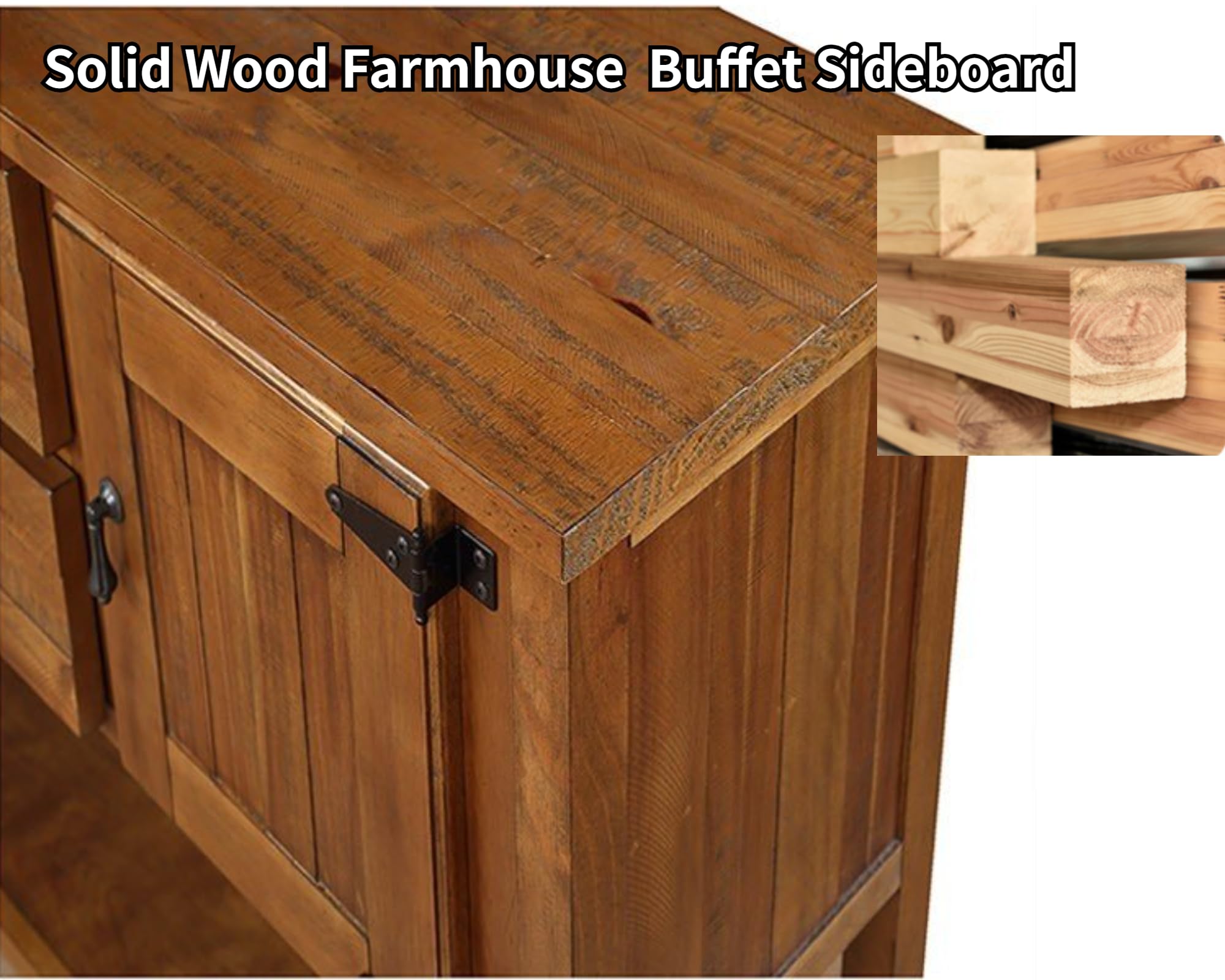 Rustic Farmhouse Sideboard Buffet Cabinet - 48