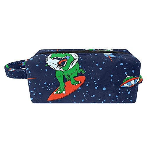 Dinosaur in Space Makeup Bag - Travel Cosmetic Organizer with Zipper & Handle | Perfect for Toiletries, Cosmetics & Travel Essentials