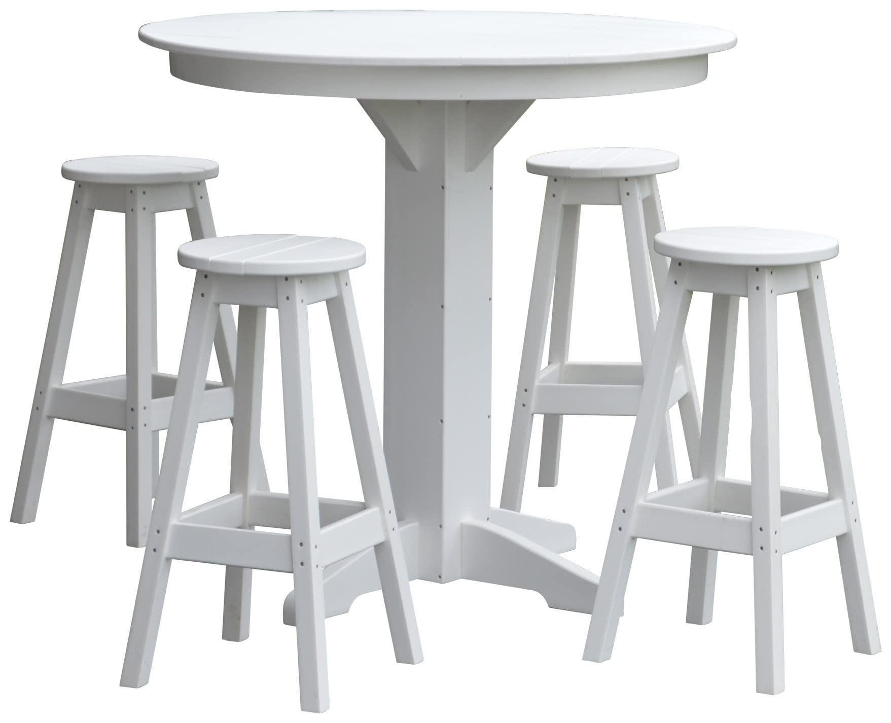 44-Inch White Poly Lumber Round Bar Table for Outdoor & Indoor Use - Durable Patio Furniture by Furniture Barn USA - Perfect for Dining, Entertaining & Backyard Decor