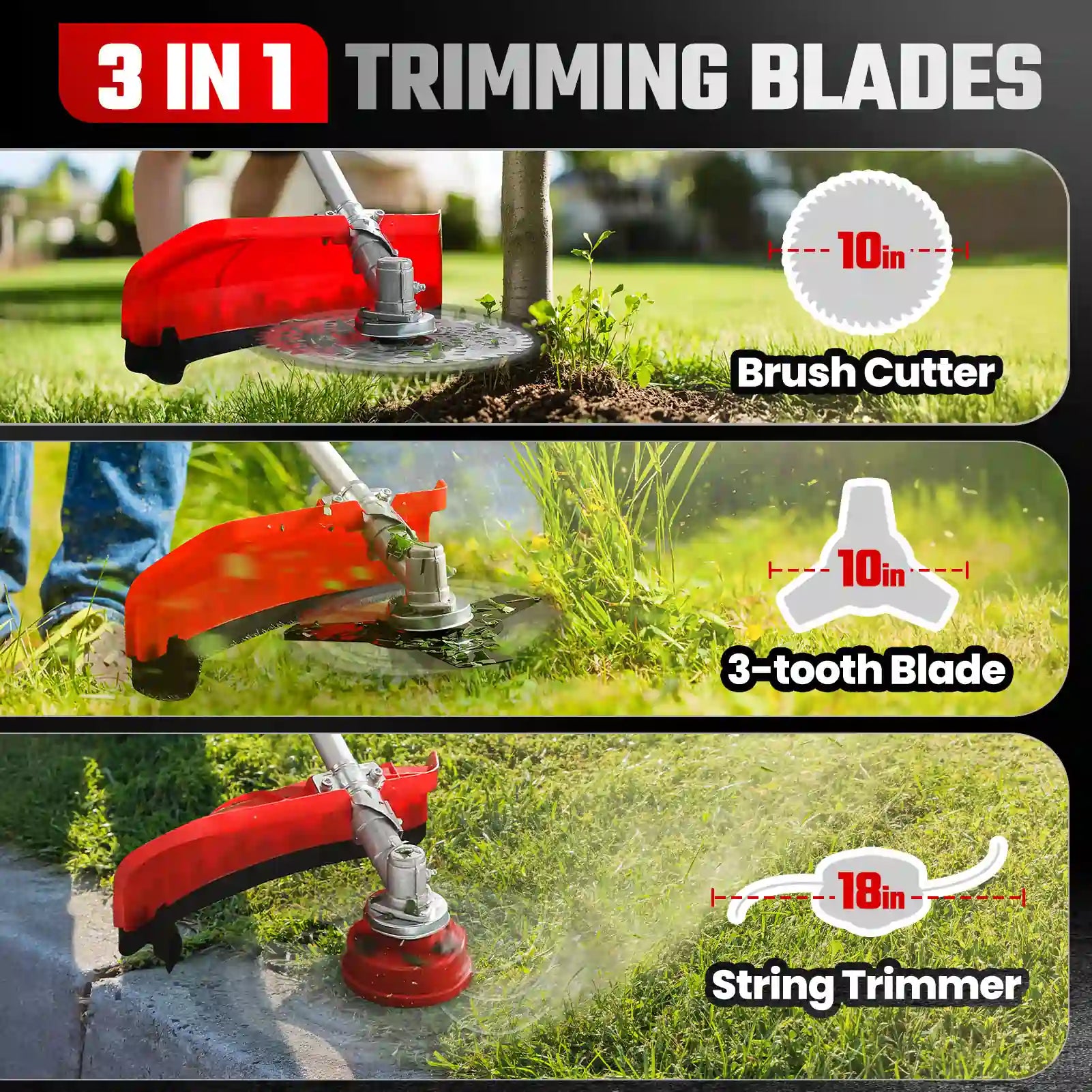 MAXTRA 3-in-1 String Weed Trimmer - Cordless Grass Trimmer & Edger for Lawn Care - Perfect for Yard Maintenance, Garden Trimming, and Landscape Edging