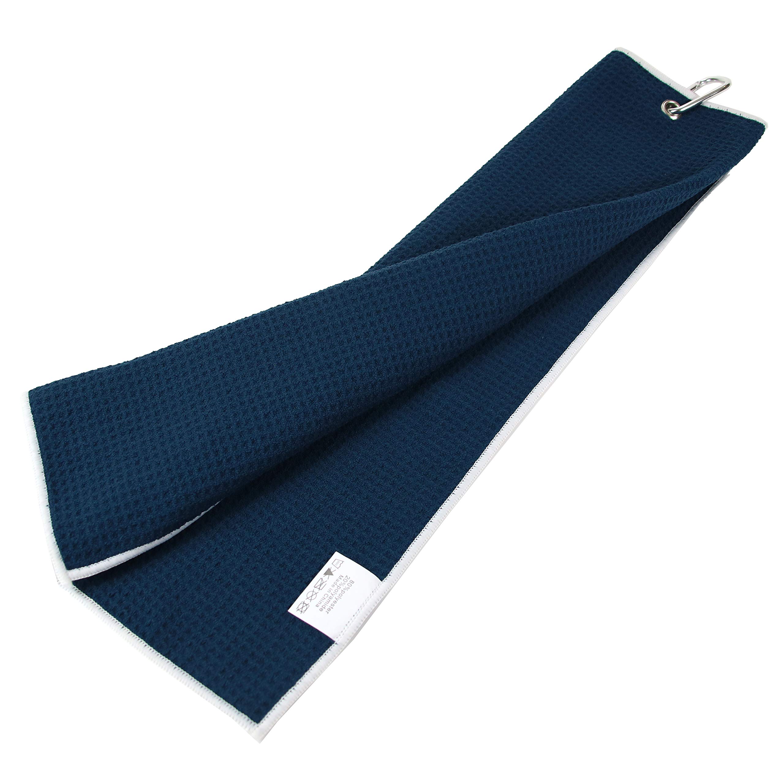 Premium Microfiber Golf Towel - Tri-fold Waffle Design with Carabiner Clip | 16