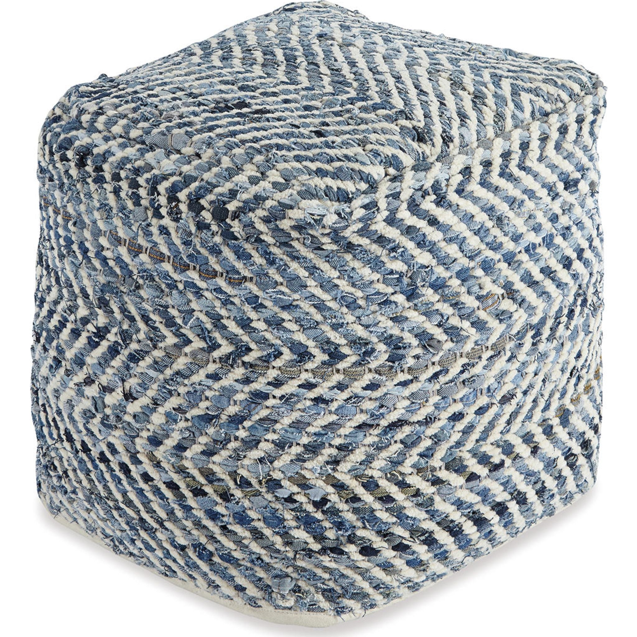 Chevron Pouf Ottoman - Stylish Footrest & Extra Seating for Living Room, Bedroom, or Nursery - Modern Geometric Pattern Home Decor