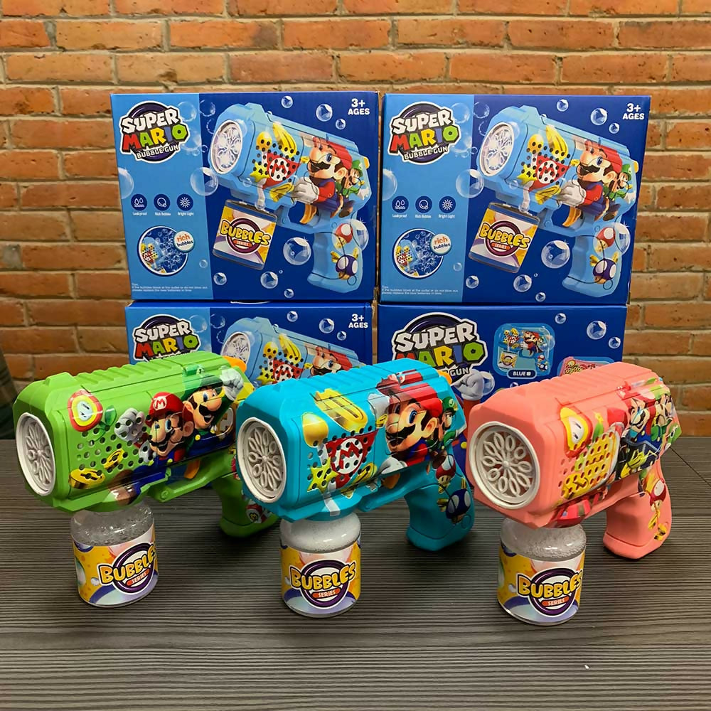 Super Mario Bubble Gun for Kids - Green - Fun Outdoor Party & Birthday Gift for Boys and Girls