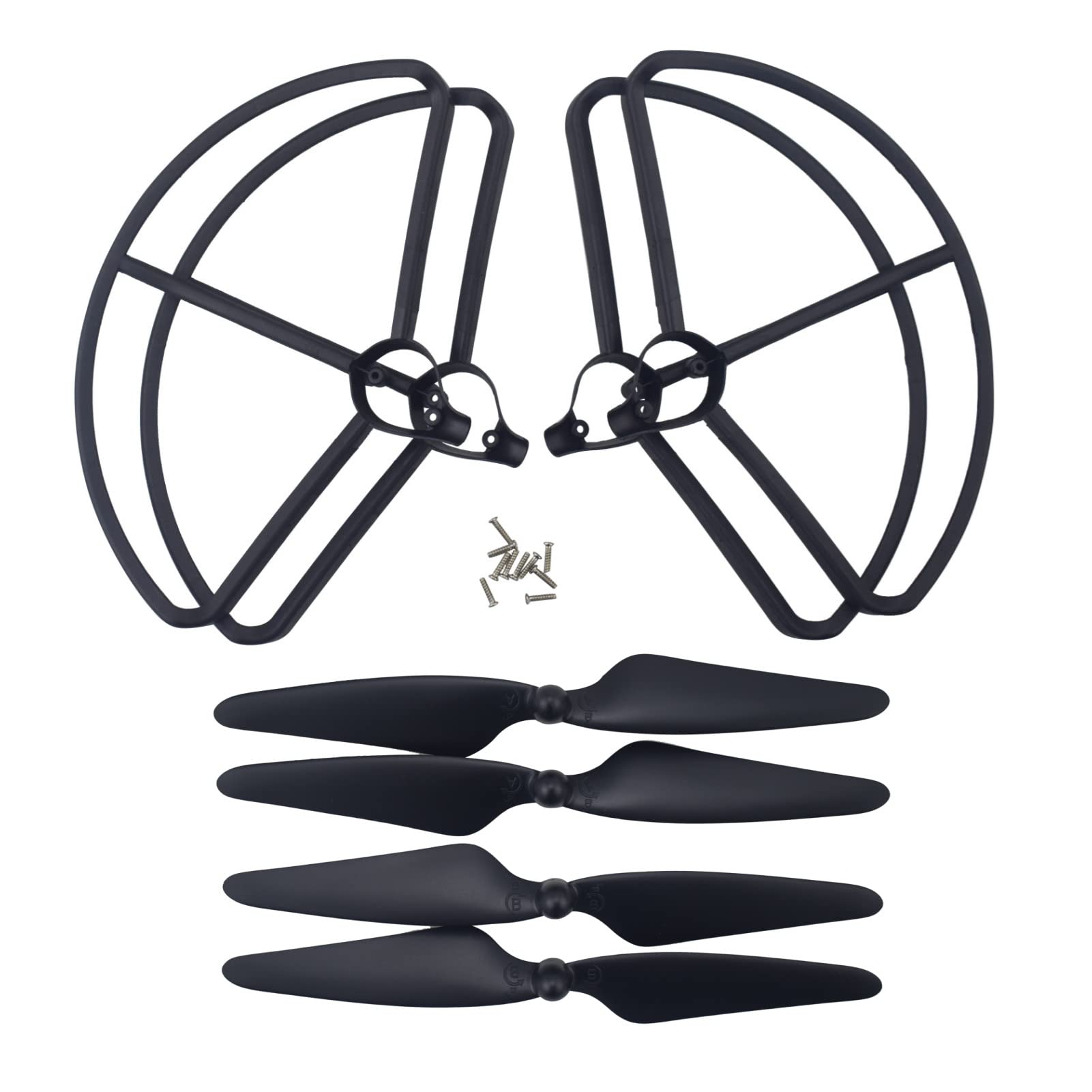 Fytoo 4pcs Hubsan H501S RC Drone Propellers with 4 Protection Covers - Spare Parts & Accessories for Quadcopter Repair and Replacement - Perfect for Outdoor Flying and Aerial Photography