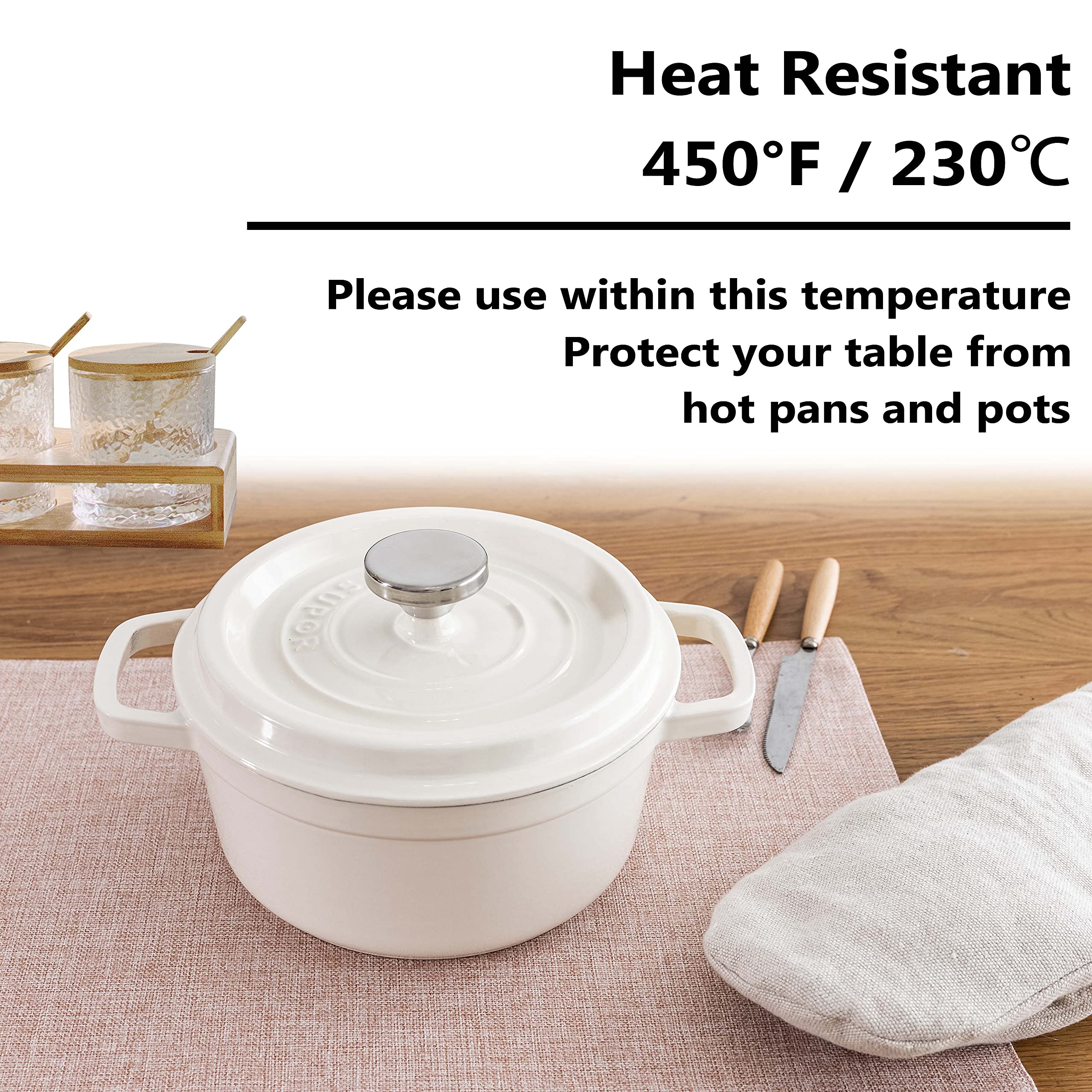 Elegant Pink Apricot Placemats Set of 6 - Washable Table Mats for Dining, Kitchen & Restaurant - Perfect for Weddings, Home Decor & Barbie Themed Parties