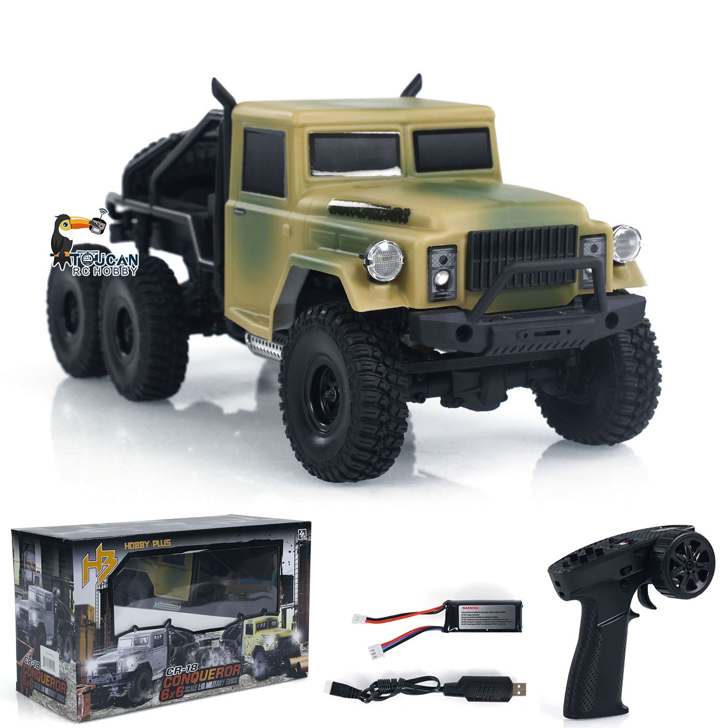 1/18 Scale Hobby Plus 6x6 RC Rock Crawler - Remote Control Electric Off-Road Vehicle with 4WD, Waterproof & All-Terrain Tires - Perfect for Outdoor Adventure, Rock Climbing Simulation, and Hobby Model Collectors (Great Gift for Kids & Adults)