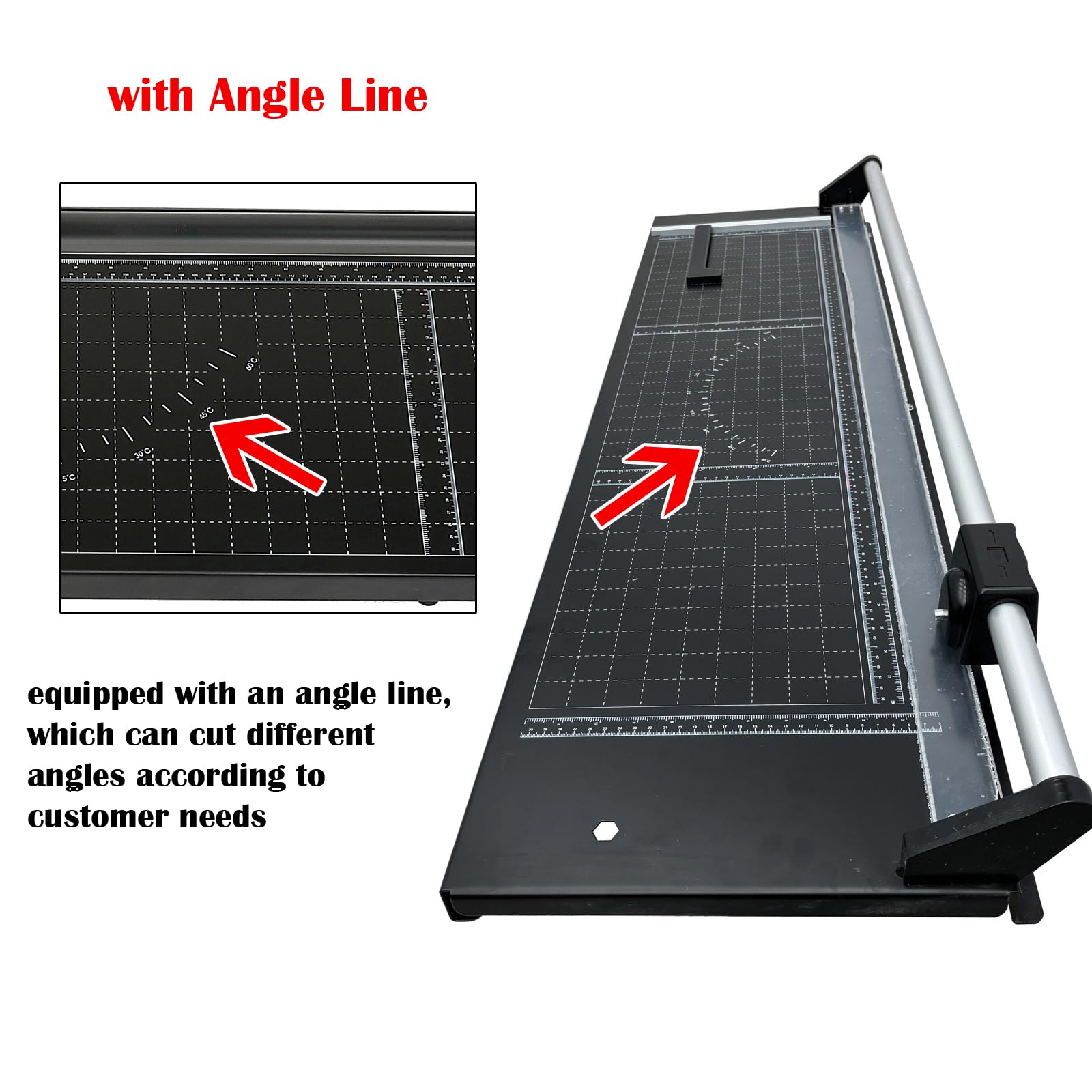48in Rotary Paper Cutter - Manual Precision Paper Trimmer with 2 Spare Blades & Angle Guide for Photo Paper, Film, Labels, Cardstock & PVC - Perfect for Scrapbooking, Crafting & Office Use